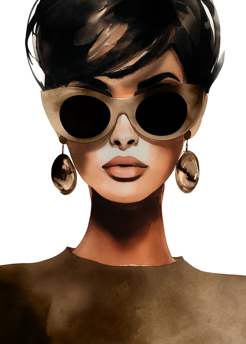 Retro Fashion Sunglasses Girl Fashion Home Decor Premium Quality Poster Print Choose Your Sizes - Bella Home Decor