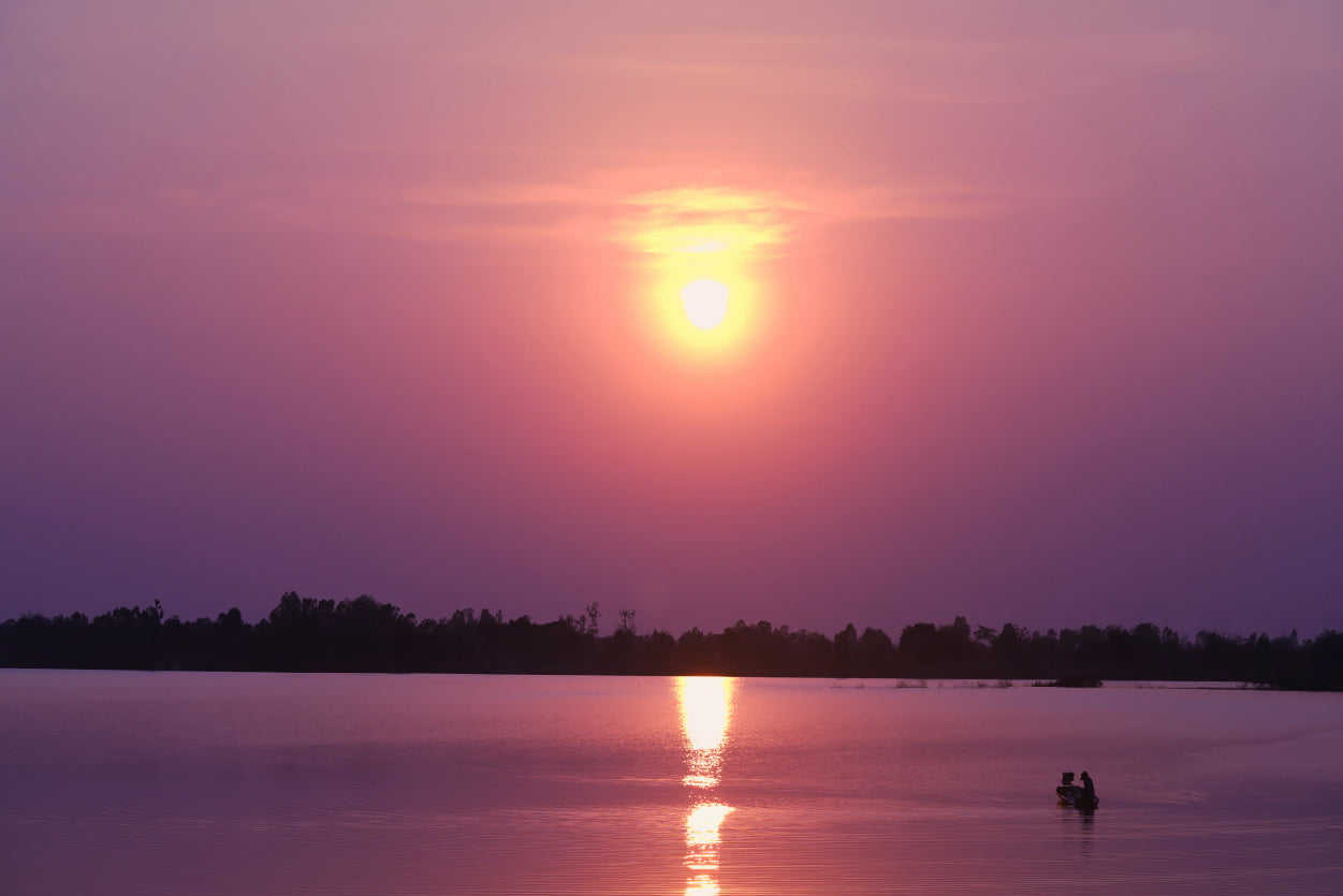 Scenery Of Along the Lake Has an Orange Sky & Sunset Home Decor Premium Quality Poster Print Choose Your Sizes - Bella Home Decor