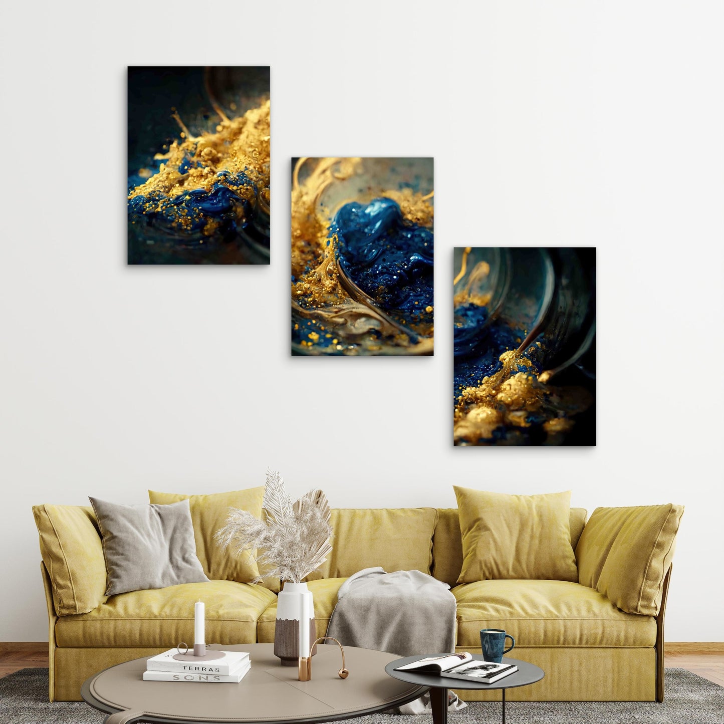 3pcs Modern Abstract Colorful Background Metal Print Ready to Hang Art