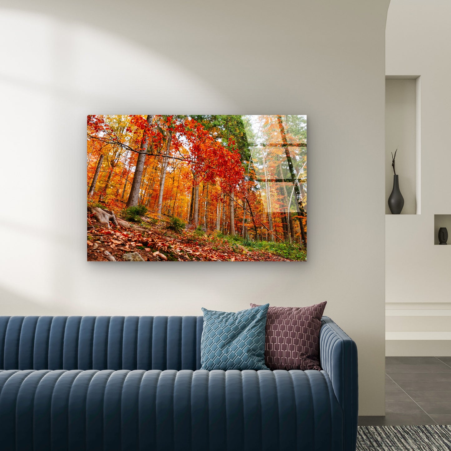 Autumn Forest Trees Orange Foliage Acrylic Glass Printing Wall Art Australian Made Quality