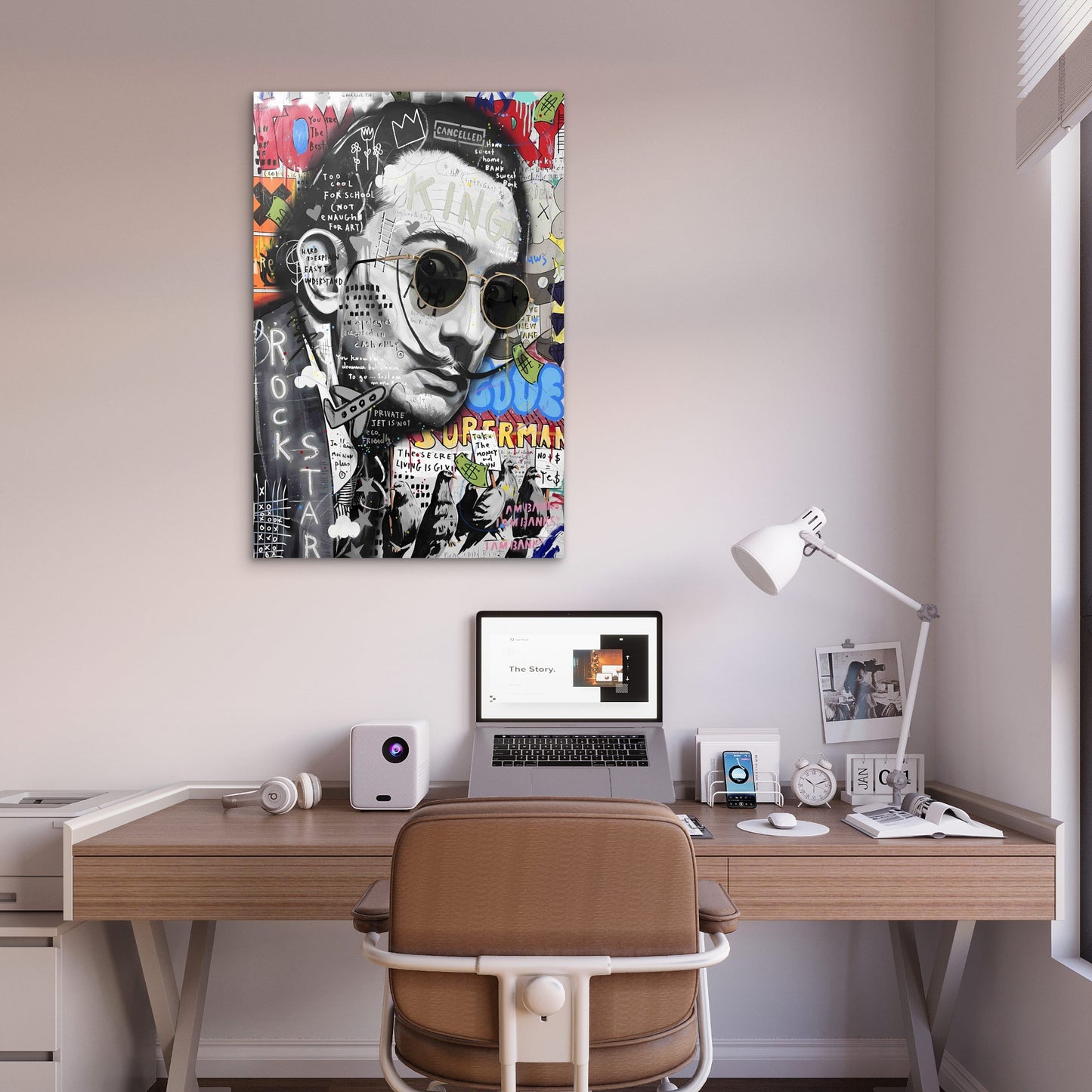 Avant-Garde Moustachioed Pop Culture 40x60cm Metal Print Ready to Hang