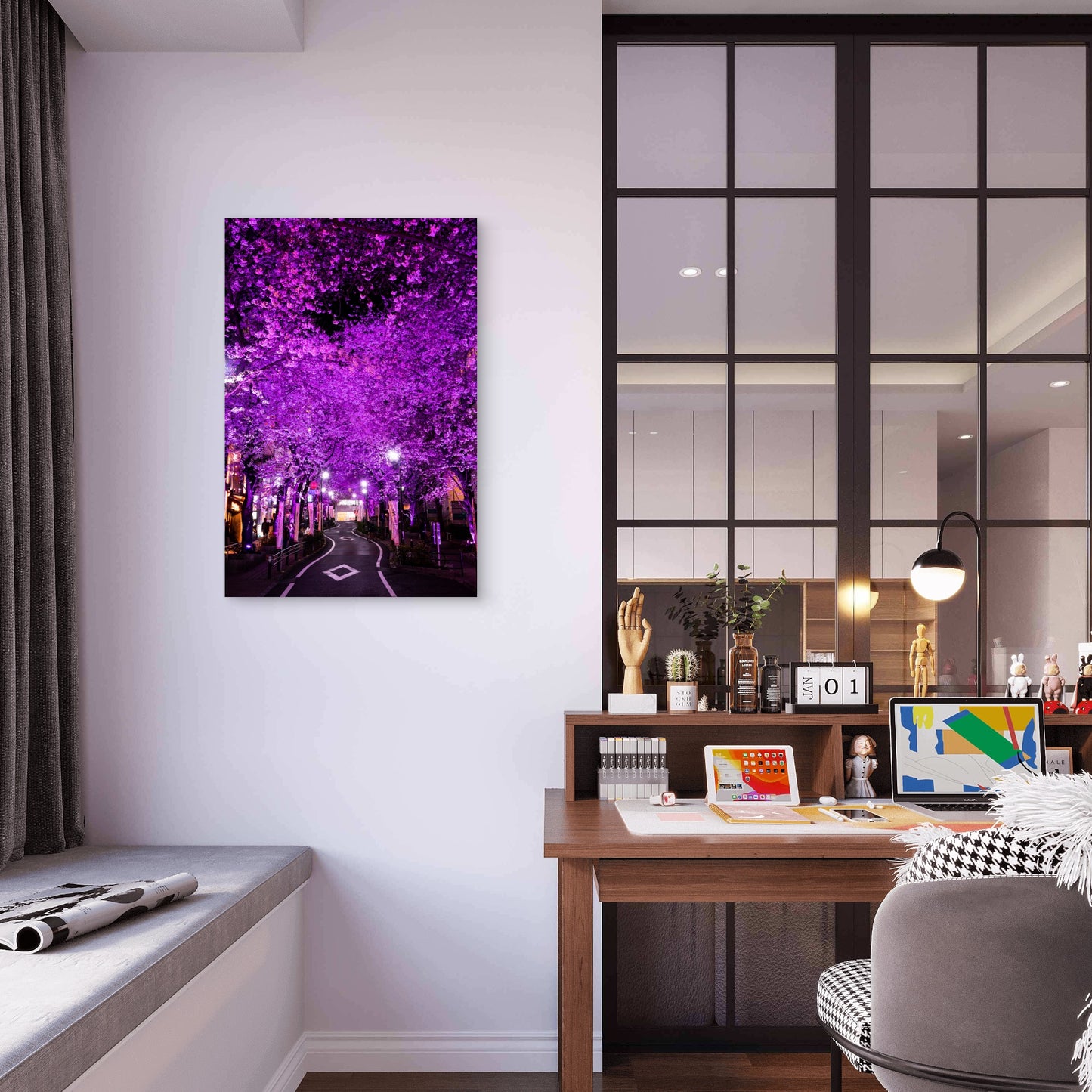 Japan Tokyo Roppongi Cherry Blossom Night 40x60cm Metal Print Ready to Hang