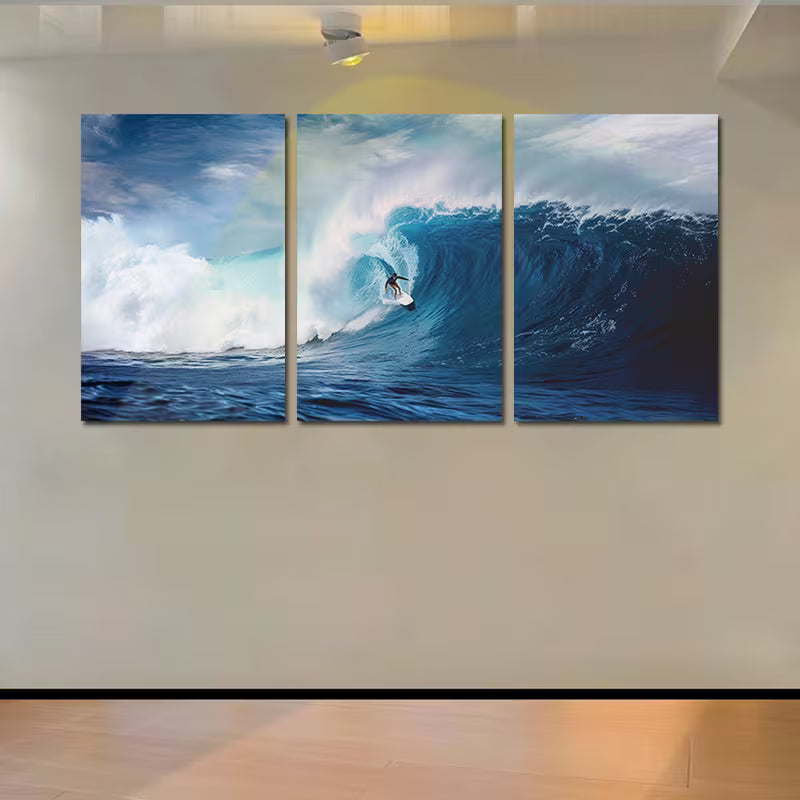 3pcs Extreme Surfing Theme Wall Art Set Canvas Framed 50x70cm - High Quality Print 100% Australian Made Wall Canvas Ready to Hang