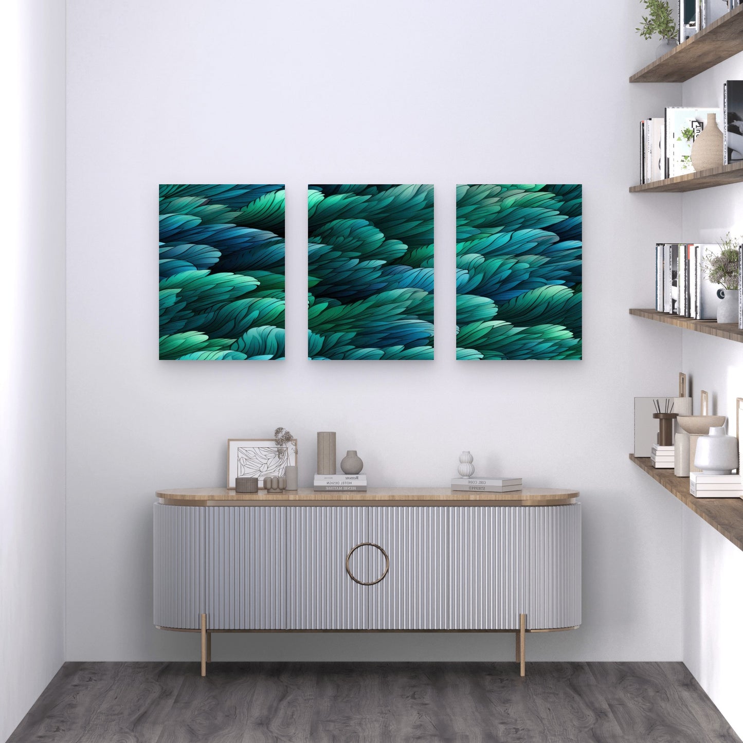 3pcs Floral Seamless Pattern Design Metal Print Ready to Hang Art