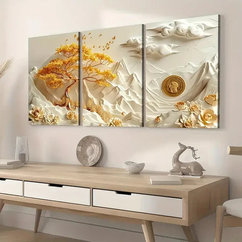3pcs Abstract Light Luxury Wind Mountain Landscape Art Wall Art Canvas Unframed - High Quality Print 100% Australian Made Wall Canvas - Bella Home Decor