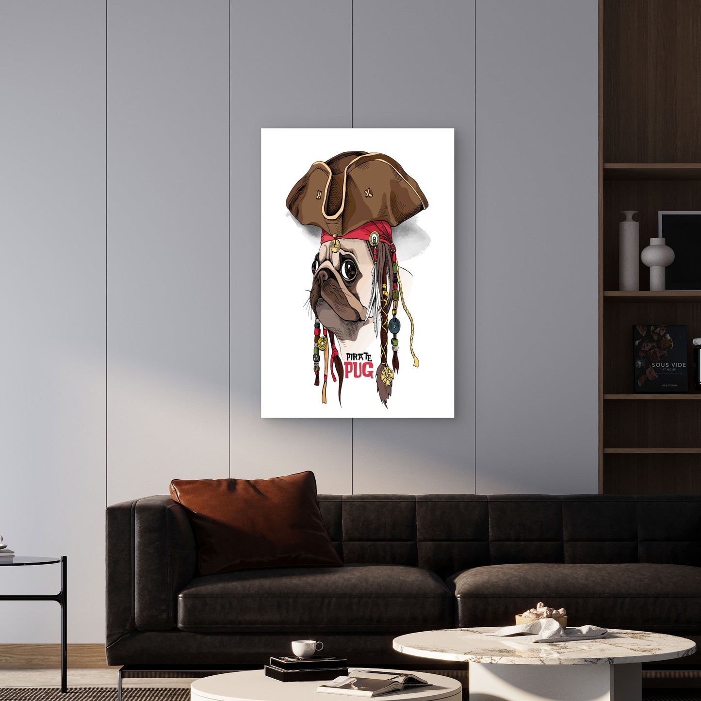 Captain Pug of The Seven Seas 40x60cm Metal Print Ready to Hang