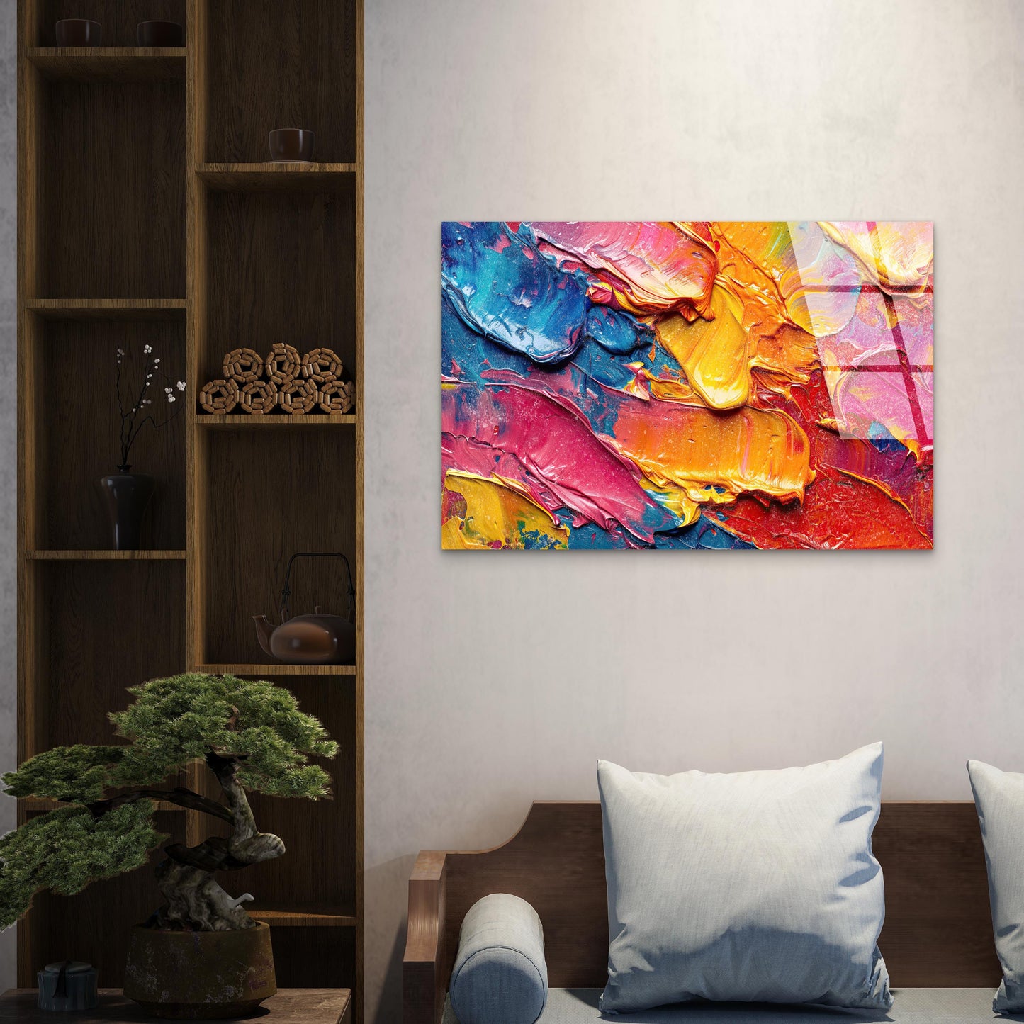 Abstract Thick Oil Paint Palette Acrylic Glass Printing Wall Art Australian Made Quality