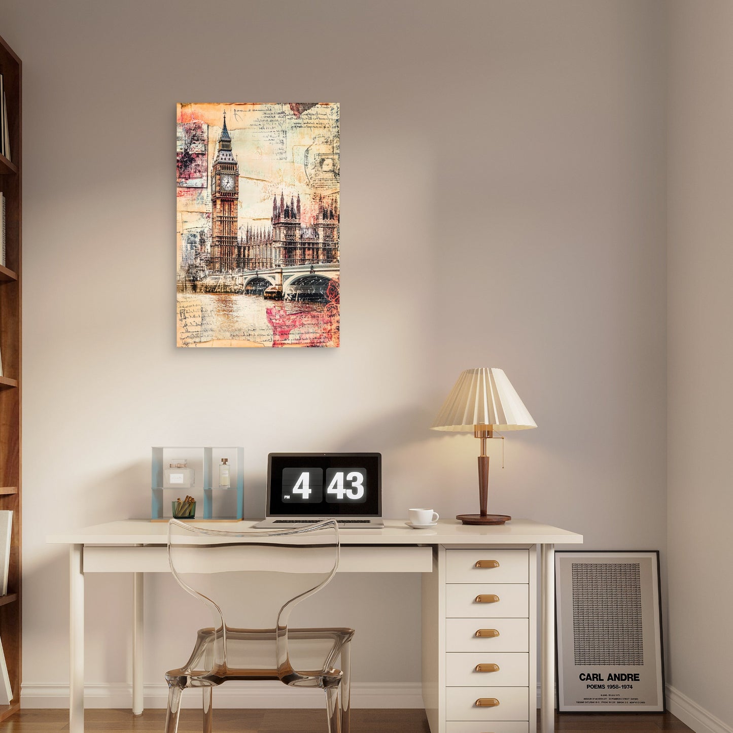 London Big Ben Vintage Collage Map 40x60cm Metal Print Ready to Hang