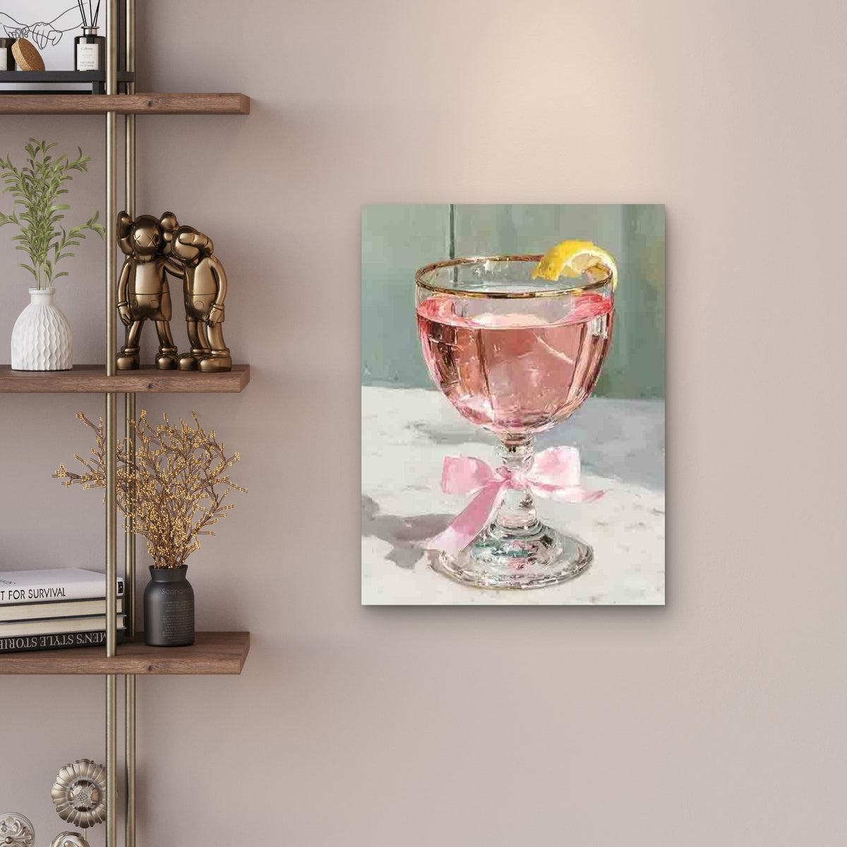 Pink Martini Cocktail Glass Metal Print Ready to Hang
