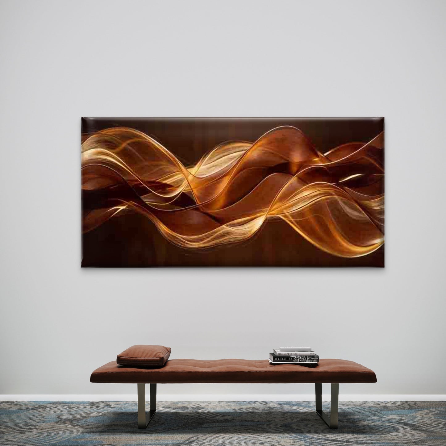 Modern Abstract Golden Wall Art Canvas Office Home Room Framed 120x60cm