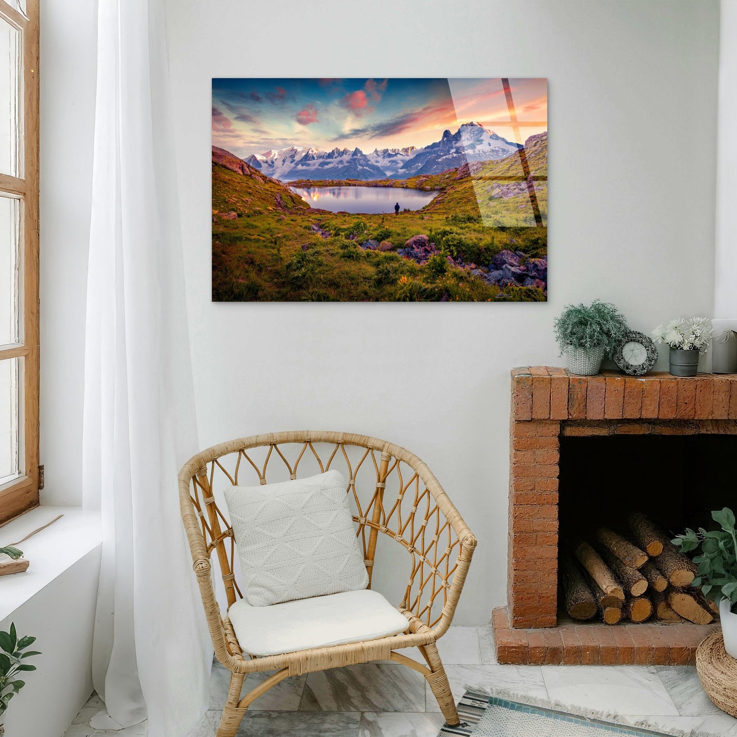 Alps Mountain Lake Sunset Nature Acrylic Glass Printing Wall Art Australian Made Quality