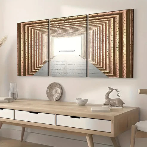 3pcs Modern Style Space Abstract Geometric Art Infinity Wall Art Set Canvas Unframed - High Quality Print 100% Australian Made Wall Canvas