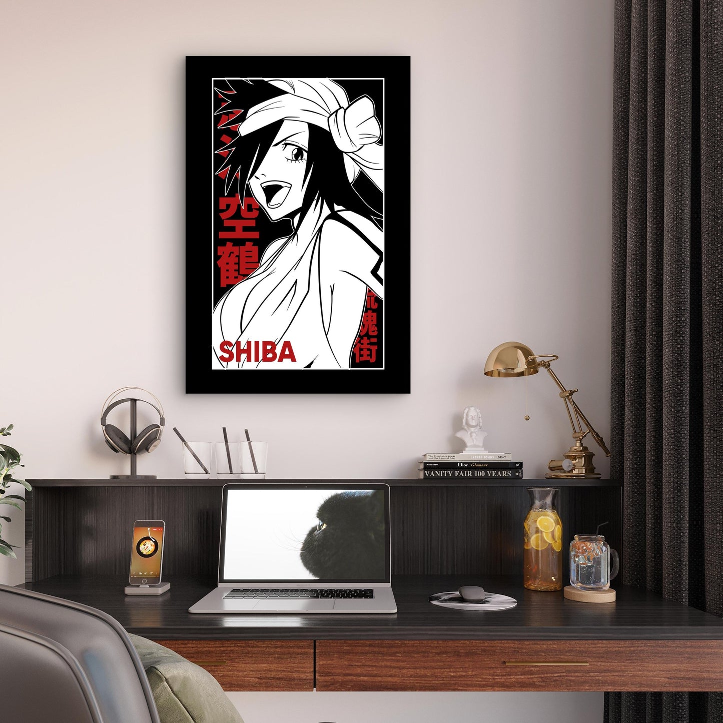 Manga Warrior Typography 40x60cm Metal Print Ready to Hang