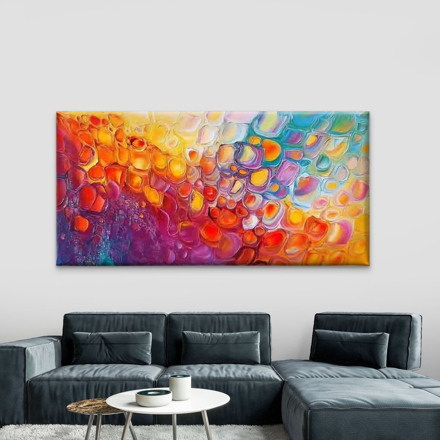 Colorful Abstract Geometric Wall Art Canvas Office Home Room Framed 120x60cm