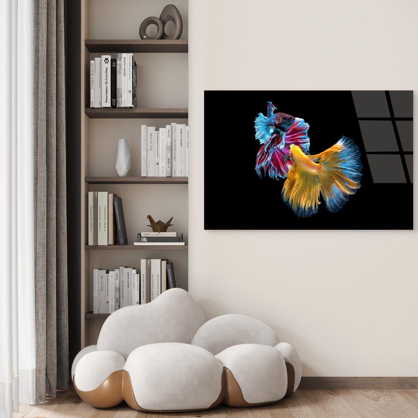 Vibrant Siamese Fighting Betta Fish Acrylic Glass Printing Wall Art Australian Made Quality
