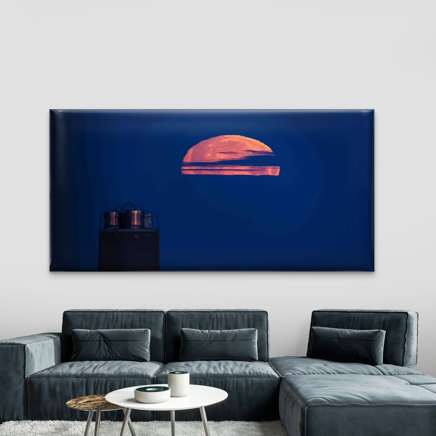 Supermoon As It Rises Wall Art Canvas Office Home Room Framed 120x60cm