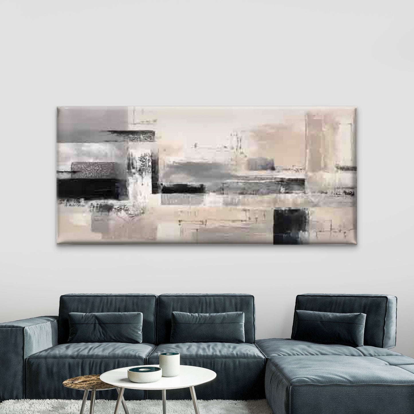 Abstract Geometric Line Art Wall Art Canvas Office Home Room Framed 120x60cm