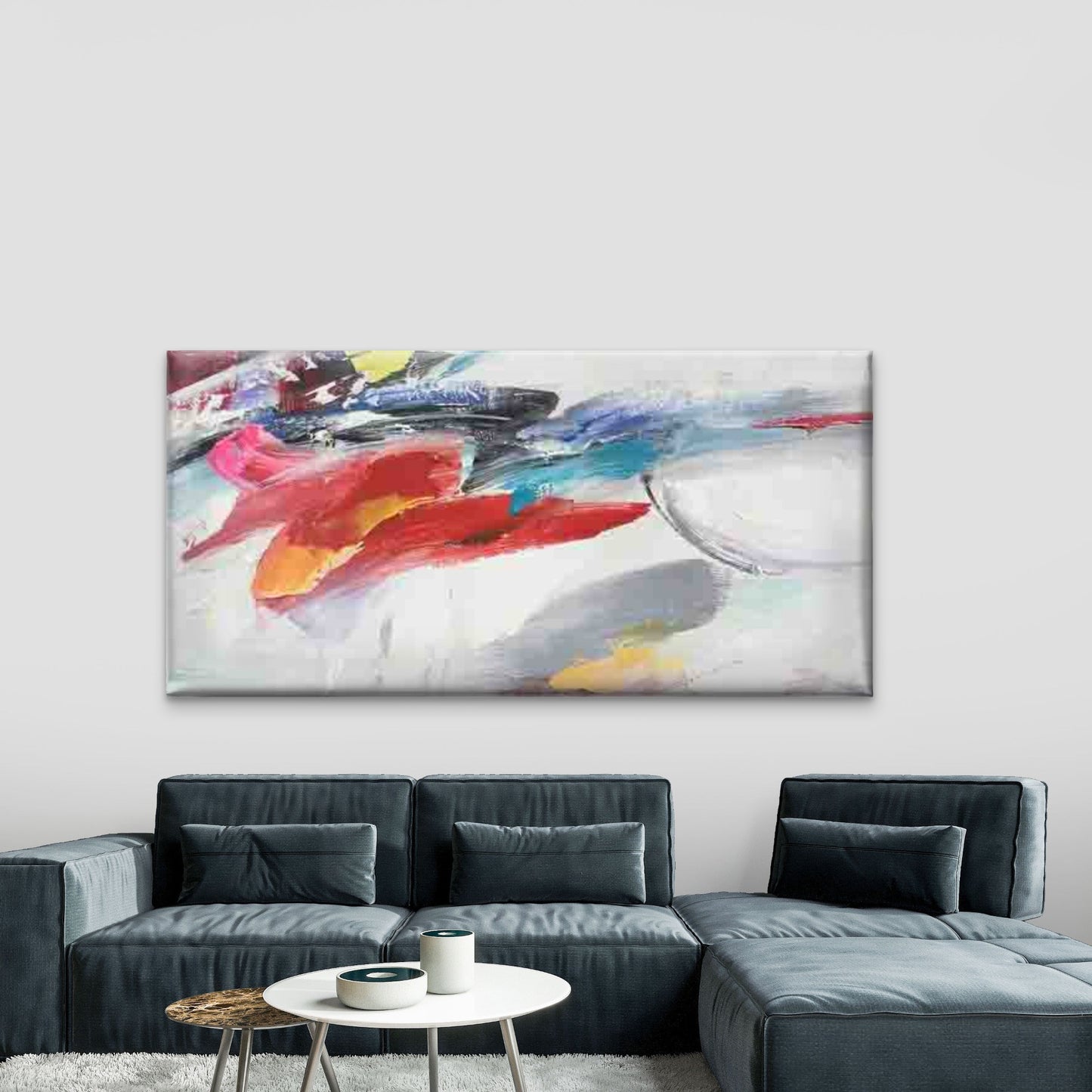 Abstract Colorful Brush Strokes Wall Art Canvas Office Home Room Framed 120x60cm