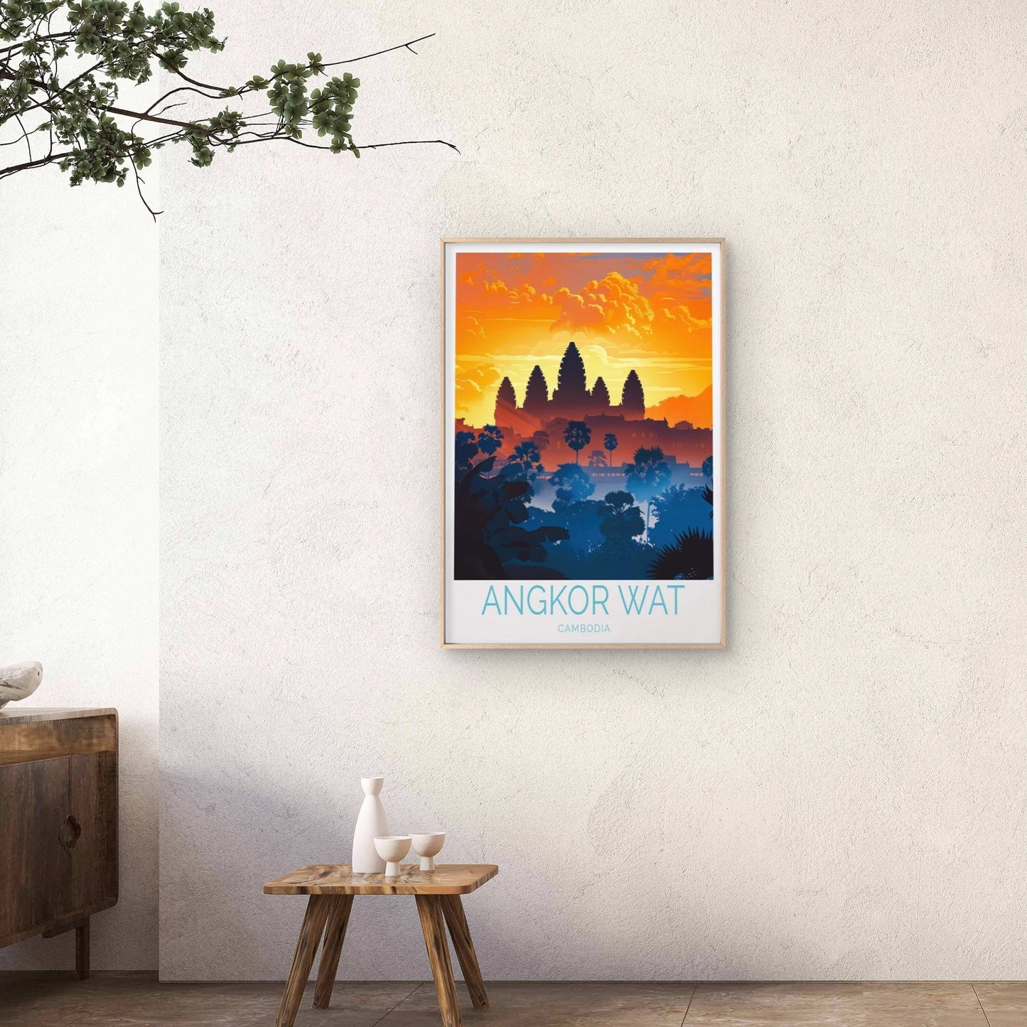 Angkor Wat Hindu Temple in Cambodia Art Travel Poster Print Wall Art - Bella Home Decor