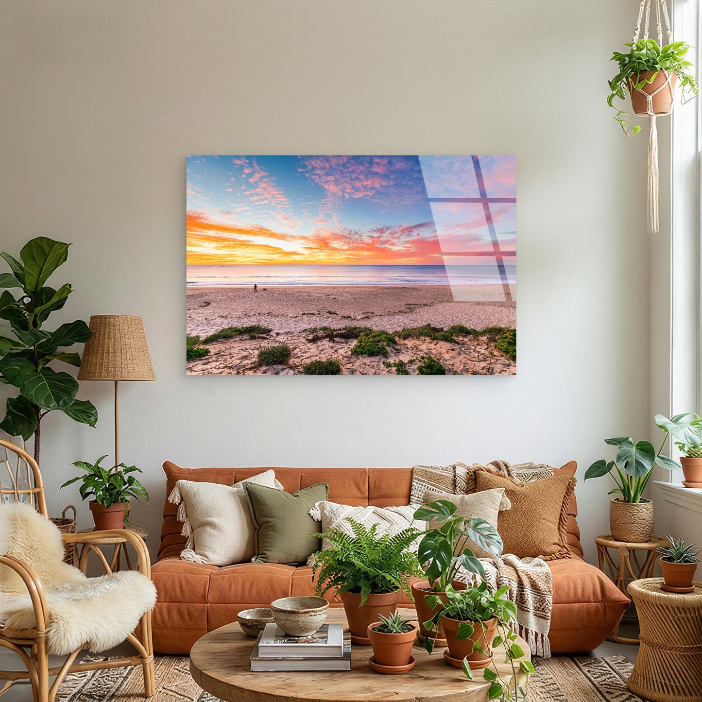 Twin Lakes Beach Sunset Ocean Coastal Acrylic Glass Printing Wall Art Australian Made Quality