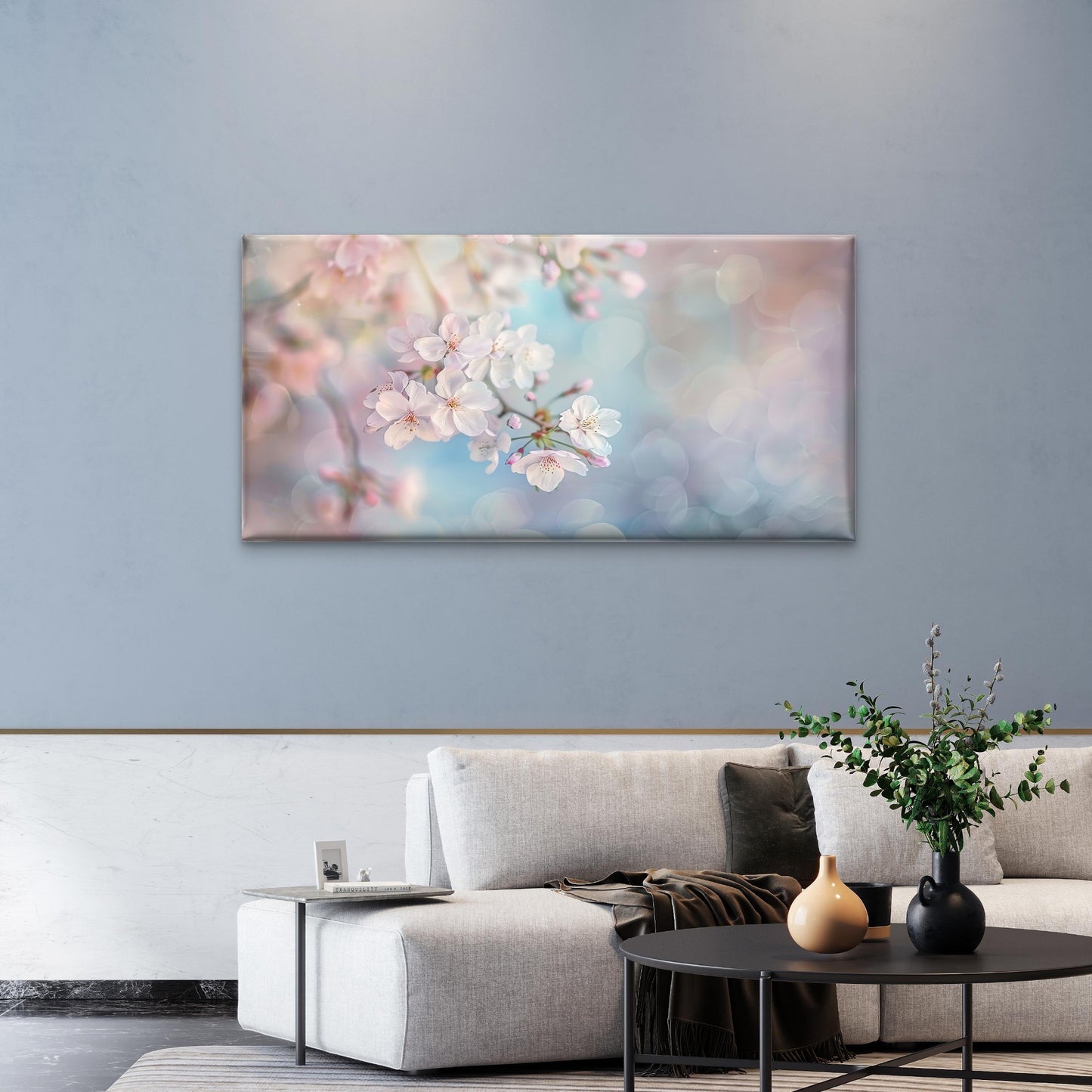 Japanese Sakura Bloom Art Wall Art Canvas Office Home Room Framed 120x60cm