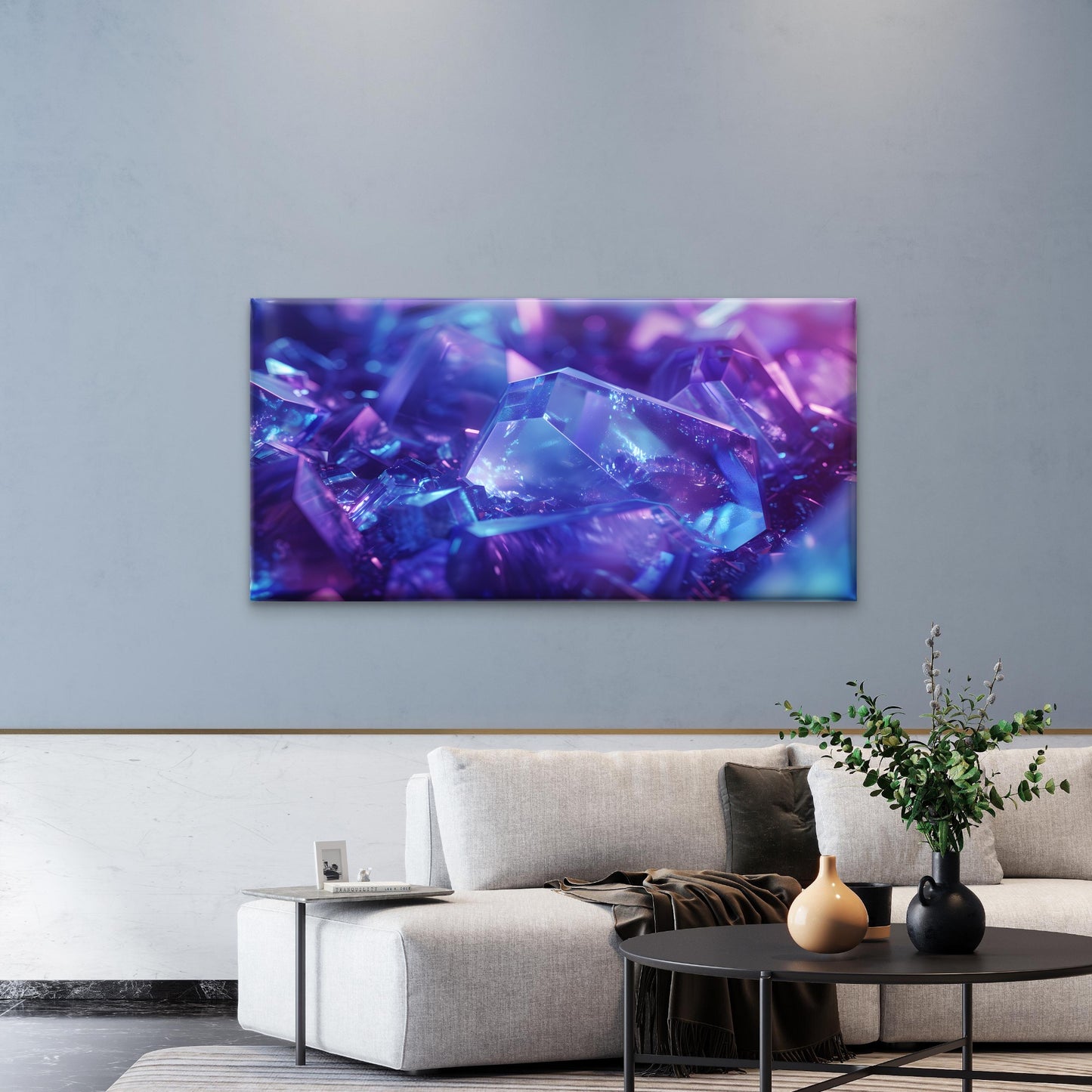 Abstract Purple Amethyst Wall Art Canvas Office Home Room Framed 120x60cm