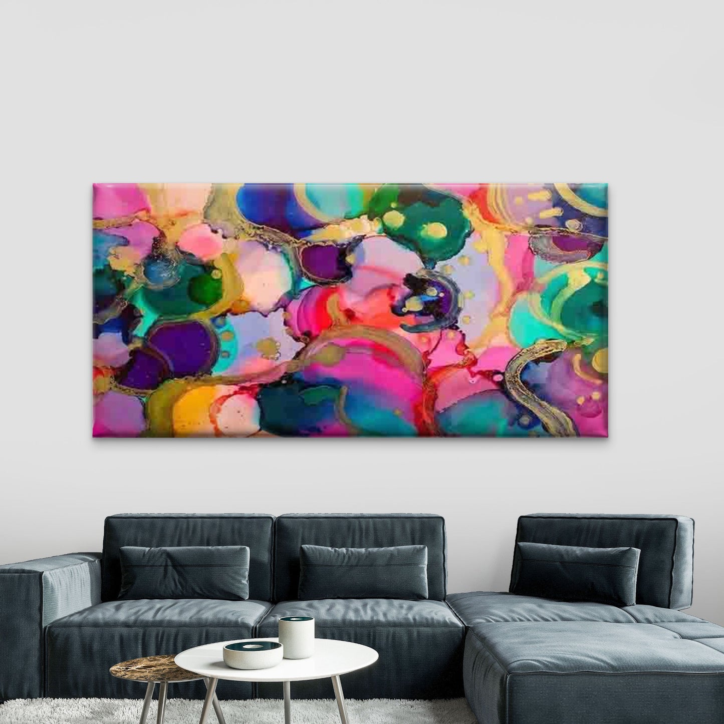 Abstract Multicolor Marble-like Wall Art Canvas Office Home Room Framed 120x60cm