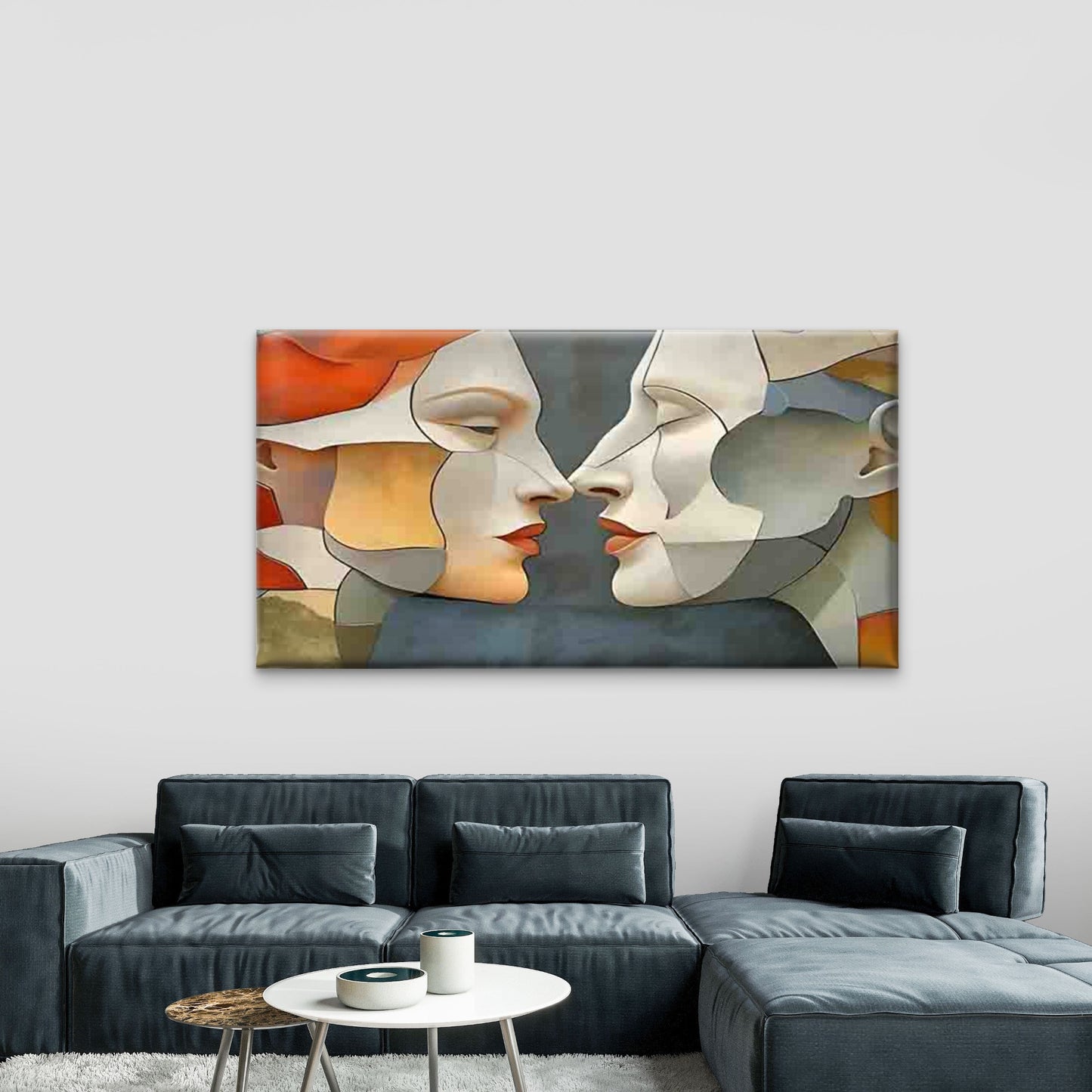 Abstract Spliced Double Face Wall Art Canvas Office Home Room Framed 120x60cm - Bella Home Decor