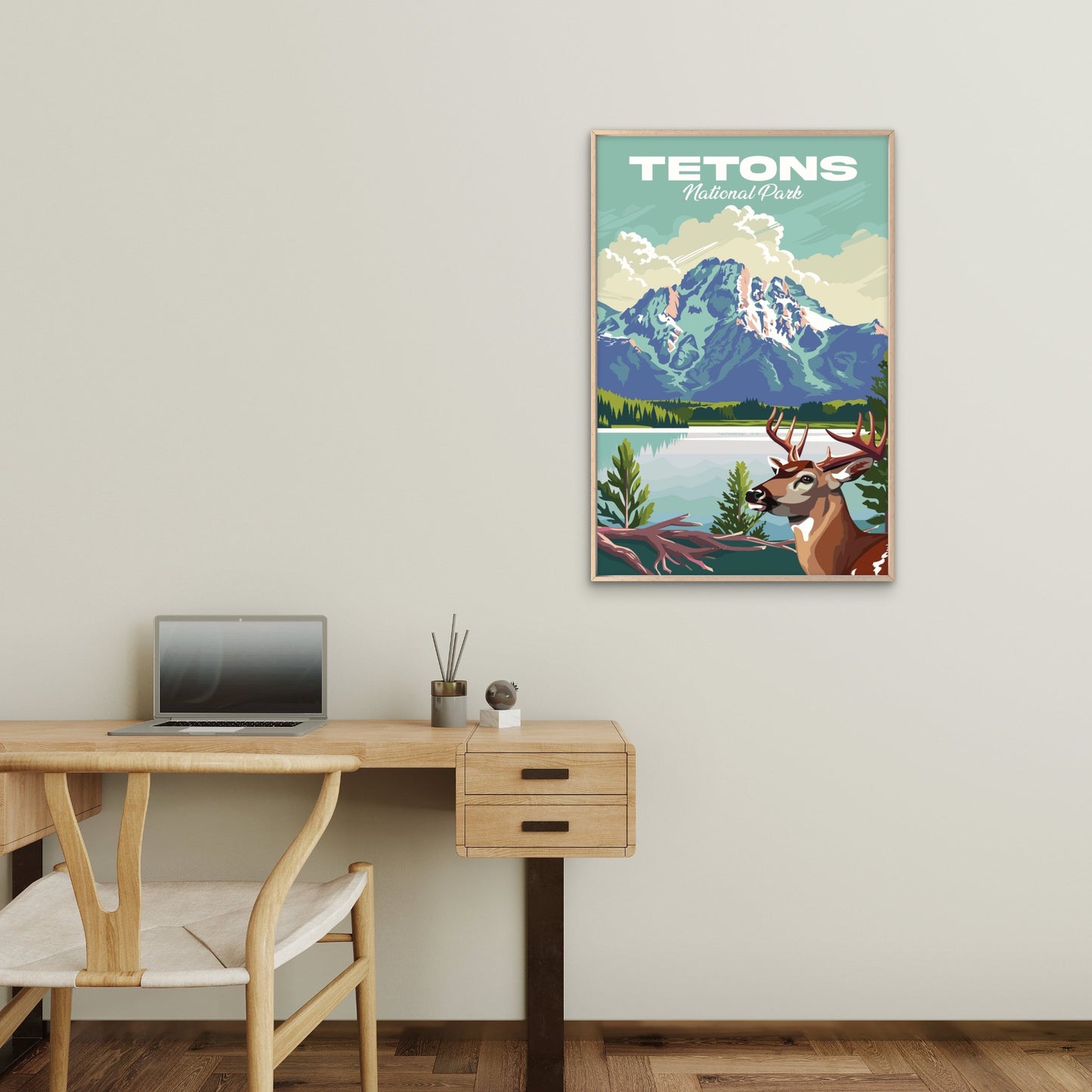 Grand Tetons National Park USA Vintage Travel Poster Print Wall Art