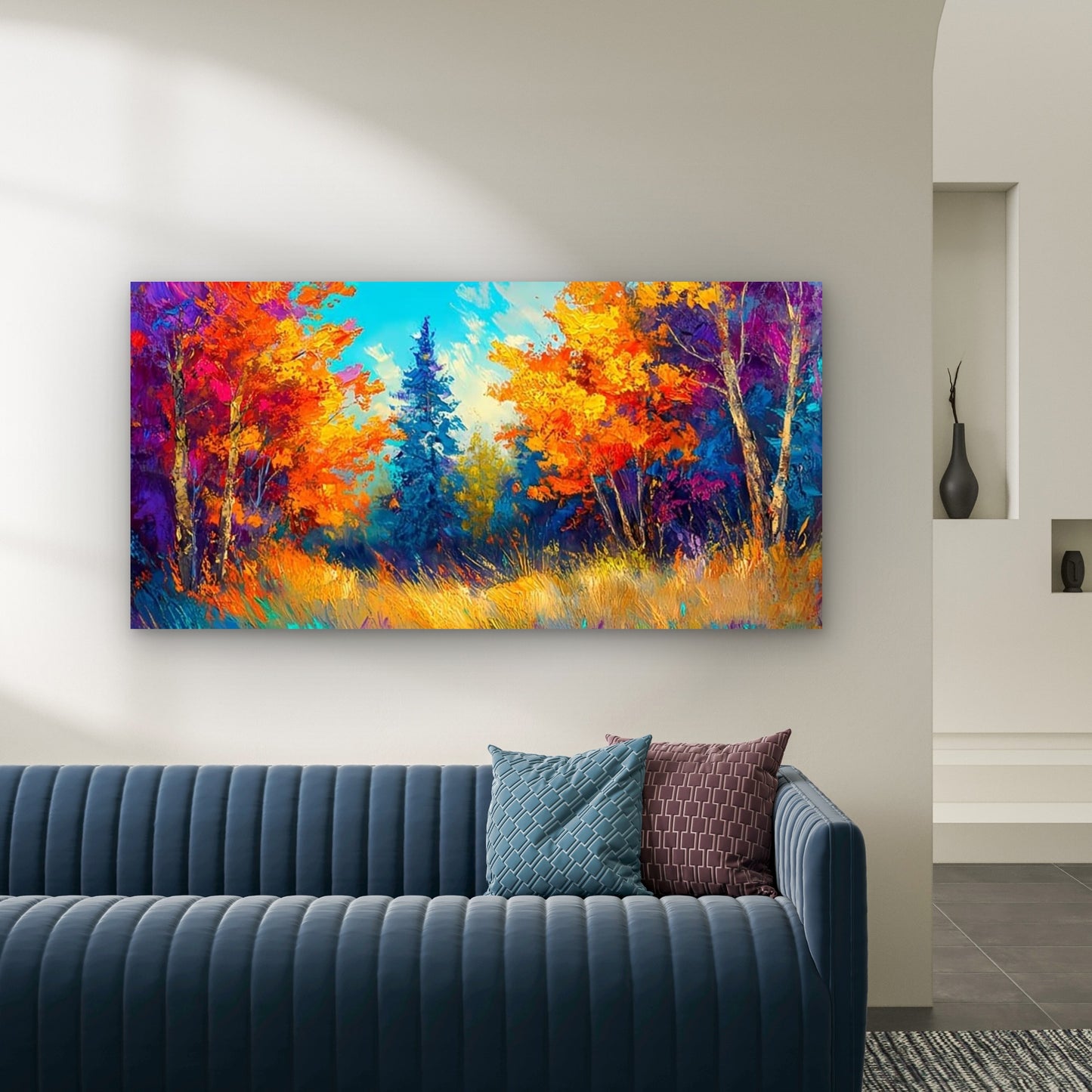 Autumn Forest Landscape Decor Wall Art Canvas Office Home Room Framed 120x60cm - Bella Home Decor