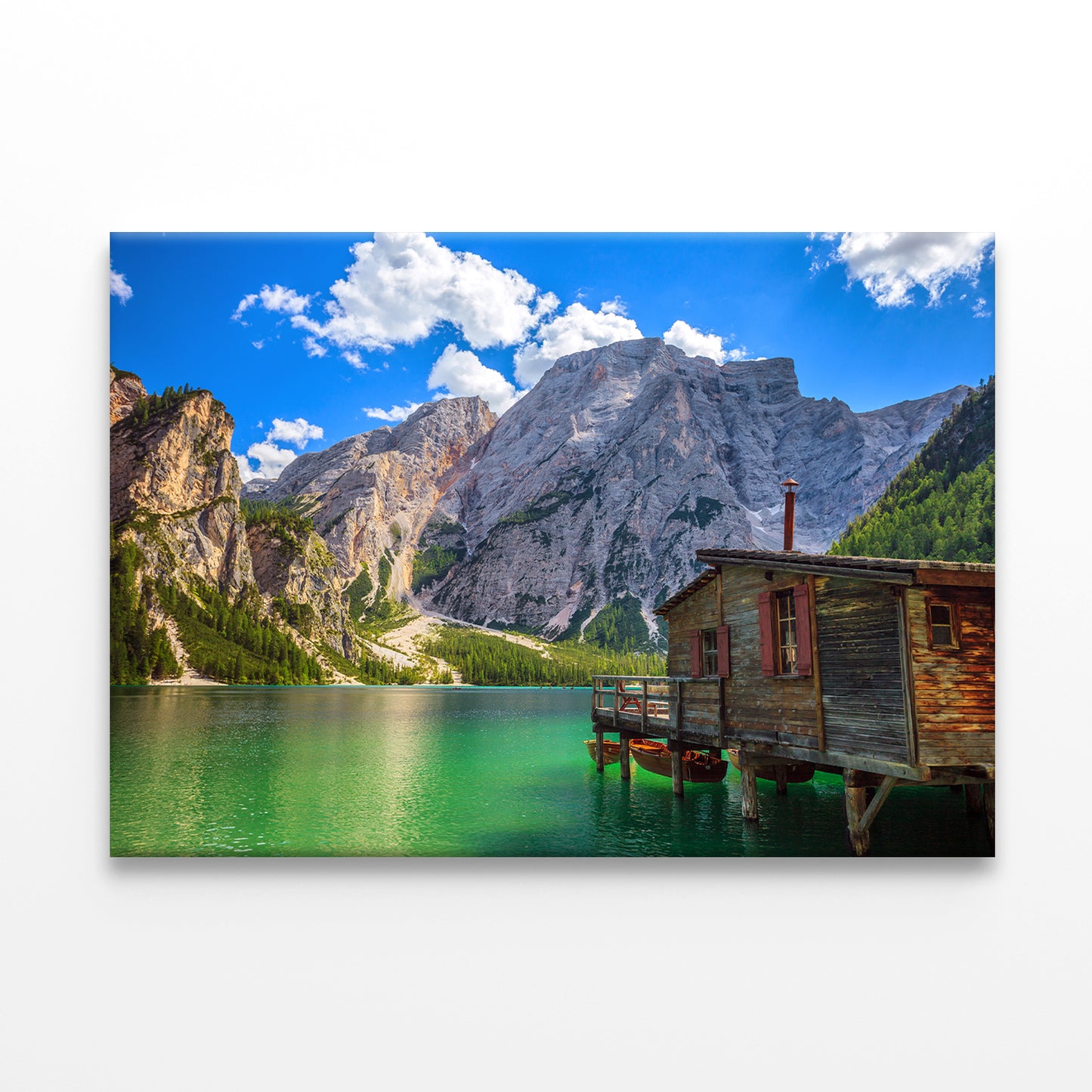 View of Braies Lake, Italy Wall Art Decor 100% Australian Made