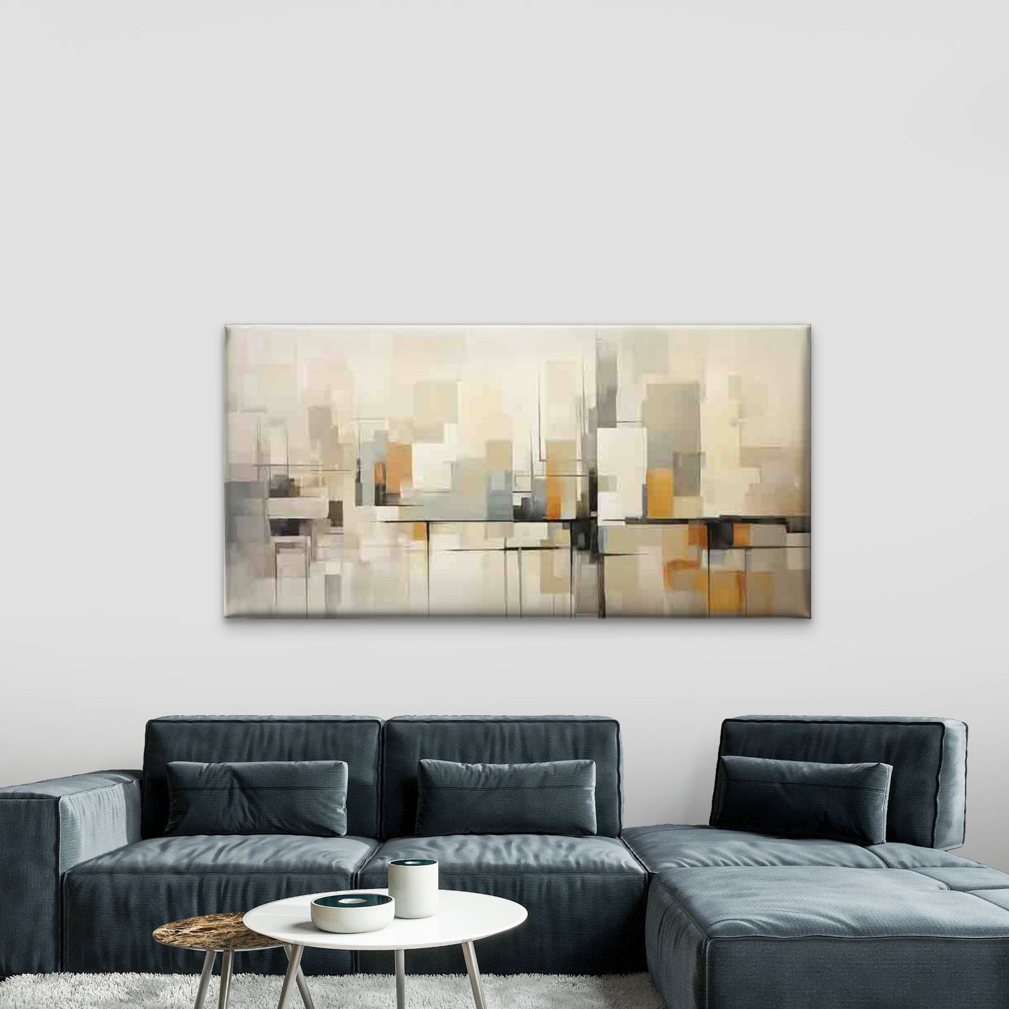 Modern Abstract Geometric Wall Art Canvas Office Home Room Framed 120x60cm - Bella Home Decor