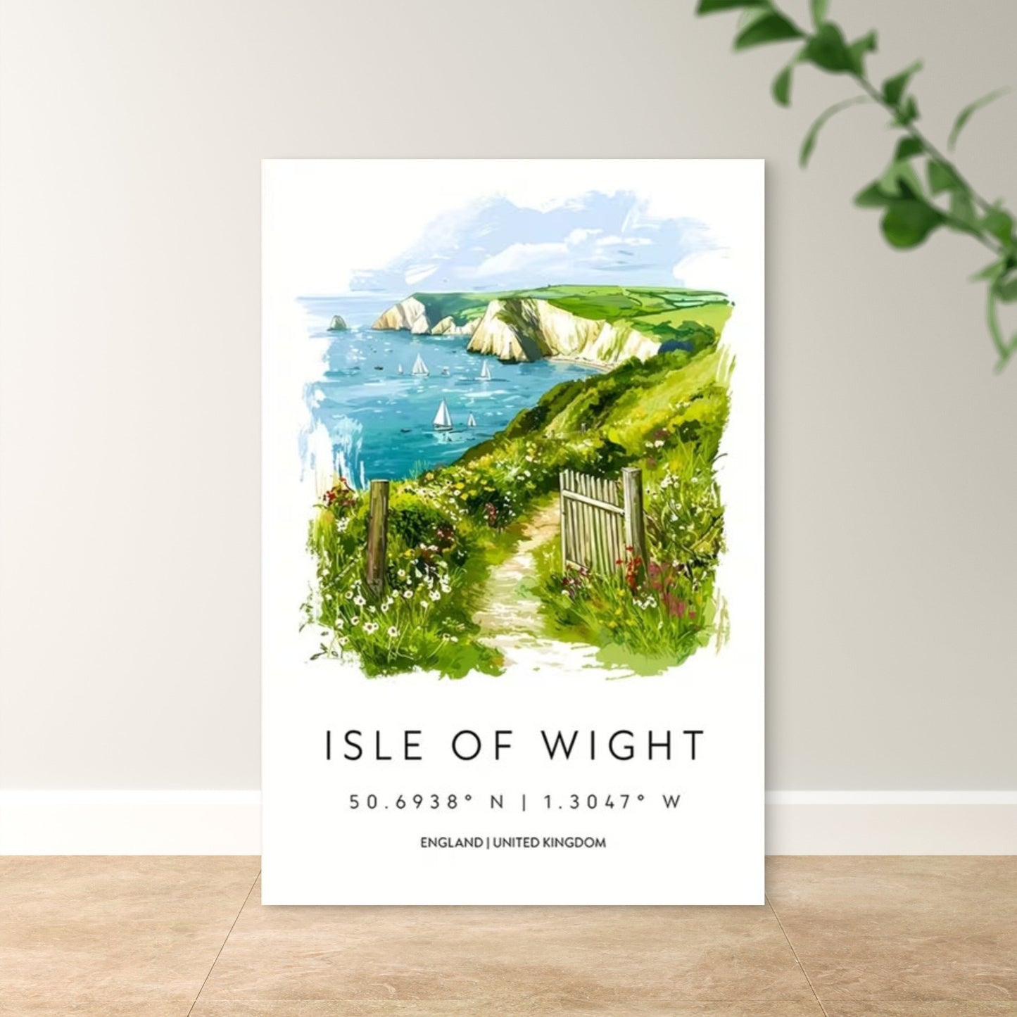 Isle of Wight England Coastal Landscape Travel Poster Print Wall Art