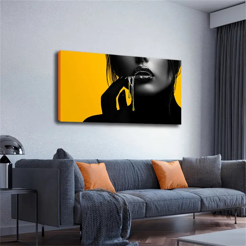 Yellow & Black Abstract Design Wall Art Canvas Office Home Room Framed 120x60cm - Bella Home Decor