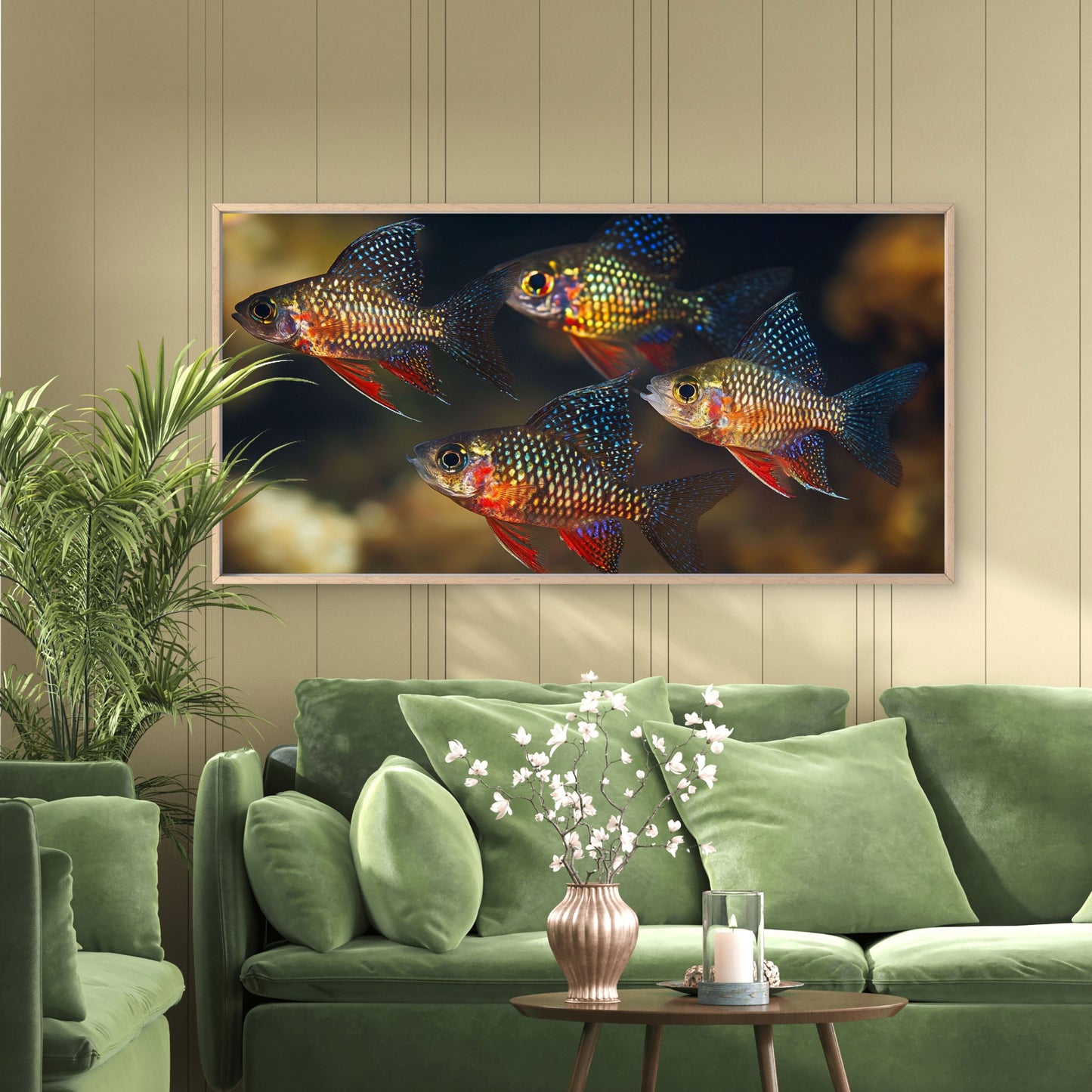 Four Colorful Rasbora Fish Wall Art Canvas Office Home Room Framed 120x60cm