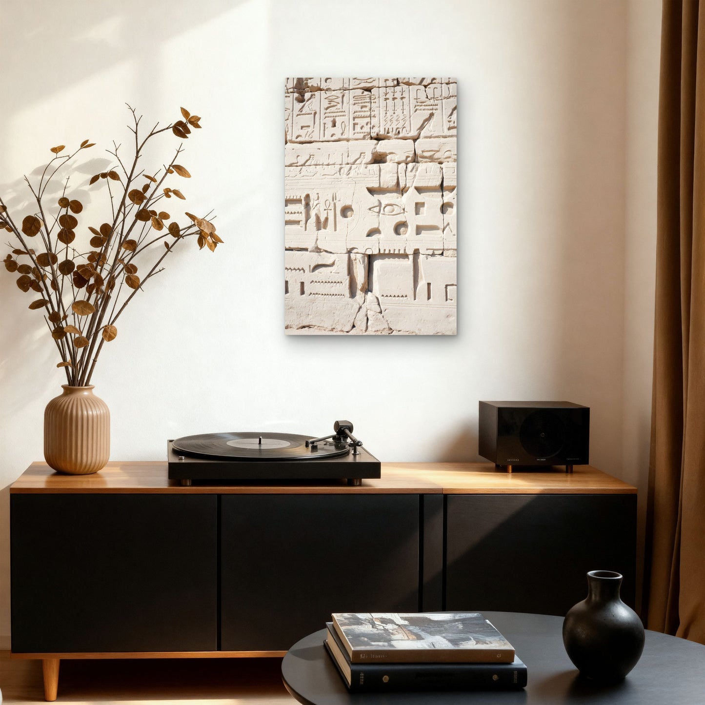 Egypt Egyptian Hieroglyphics Stone Carving 40x60cm Metal Print Ready to Hang