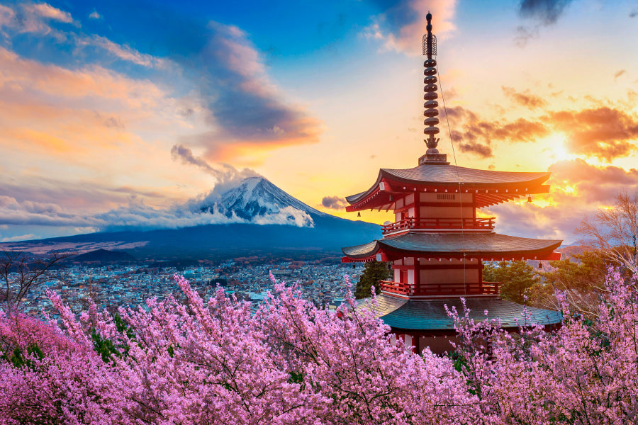 Pagoda In the Middle of a Field of Flowers Home Decor Premium Quality Poster Print Choose Your Sizes - Bella Home Decor