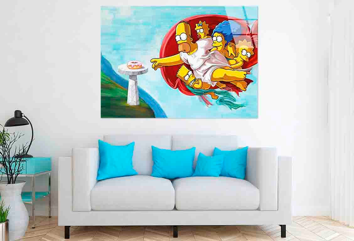 Humorous Yellow Family Tempered Glass Printing Wall Art Australian Made Quality - Bella Home Decor