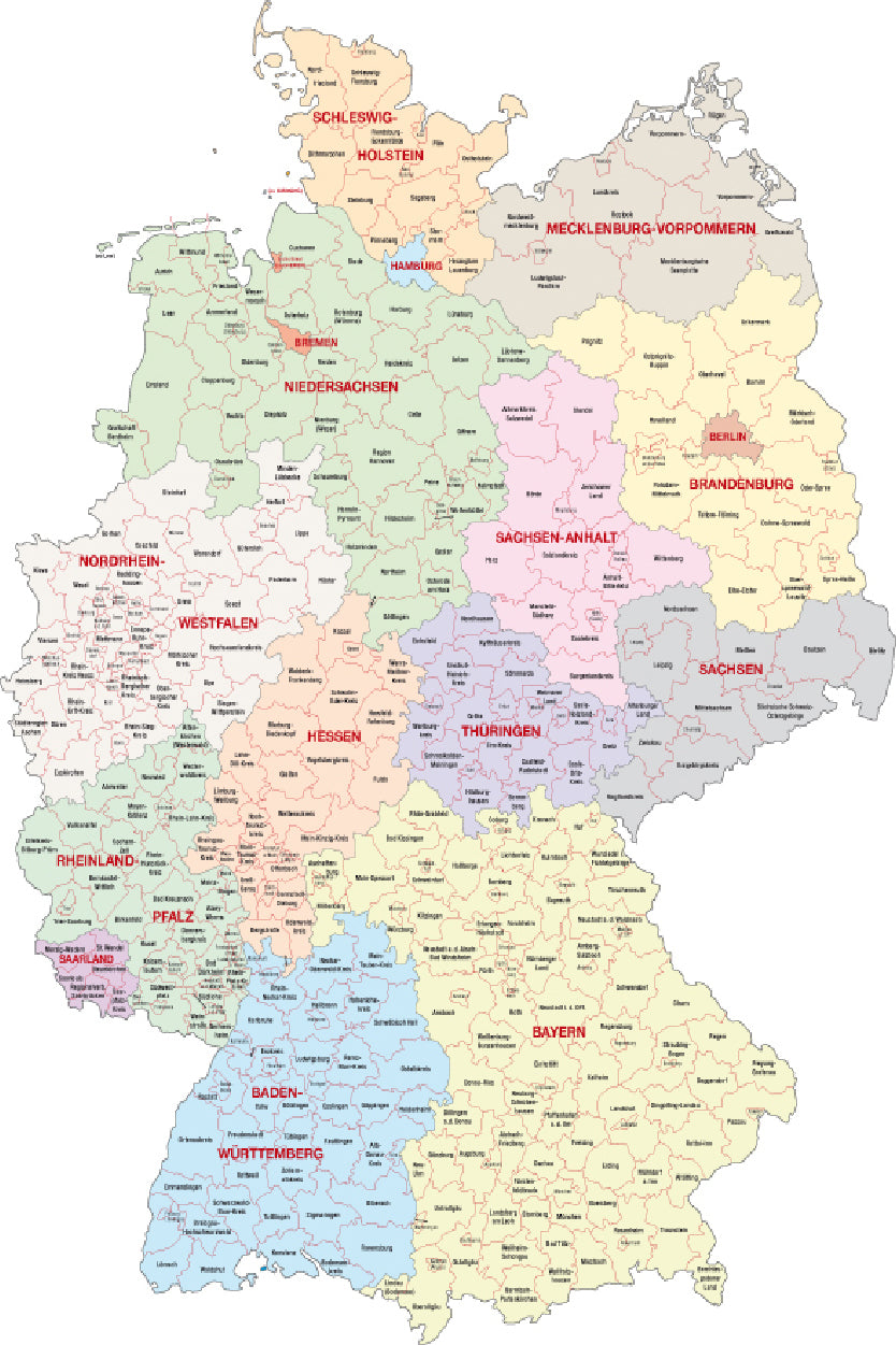 Administrative Map of Germany Home Decor Premium Quality Poster Print Choose Your Sizes - Bella Home Decor