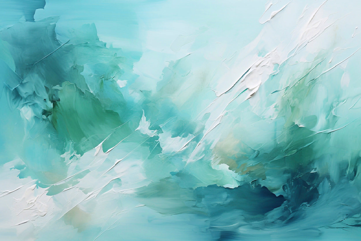 Abstract Oil Painting in Green, Mint & White Home Decor Premium Quality Poster Print Choose Your Sizes - Bella Home Decor