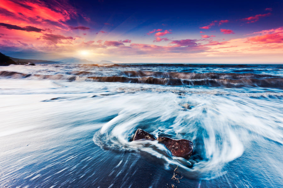Fantastic Sunset Over the Stormy Sea Wall Art Decor 100% Australian Made - Bella Home Decor