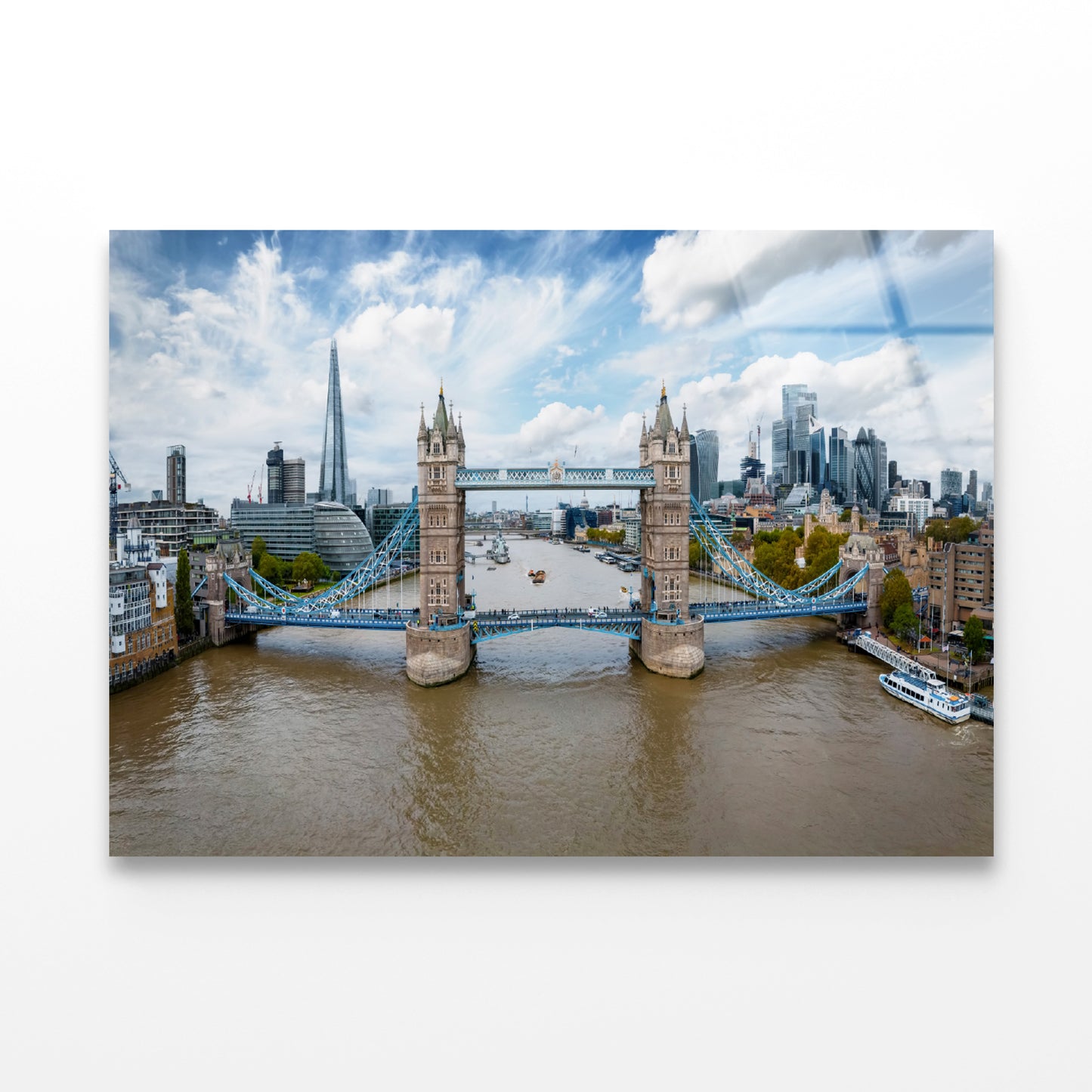 Tower Bridge in Thames River UK Acrylic Glass Print Tempered Glass Wall Art 100% Made in Australia Ready to Hang - Bella Home Decor