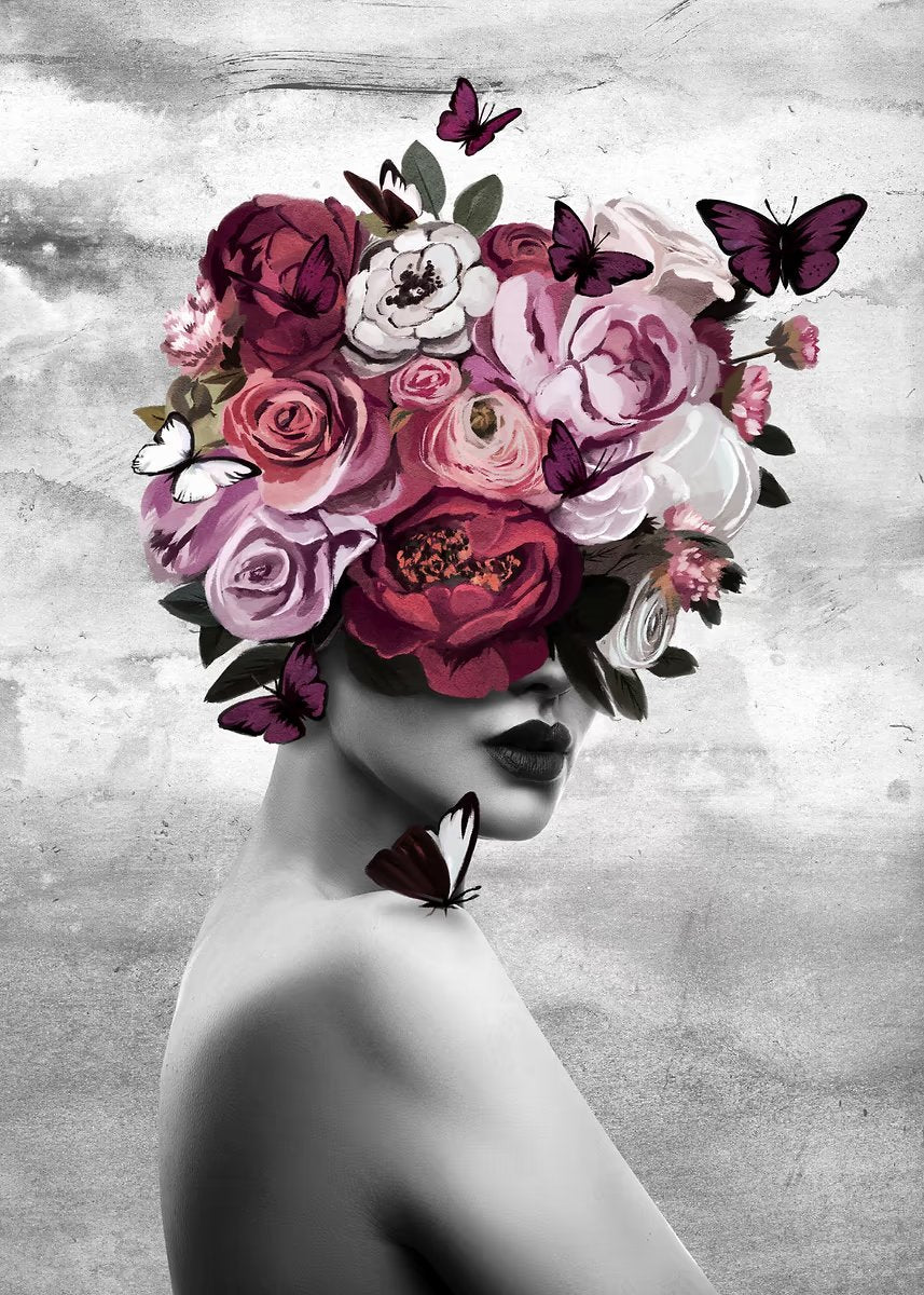 Pink Peony Flower Head Girl Fashion Home Decor Premium Quality Poster Print Choose Your Sizes - Bella Home Decor