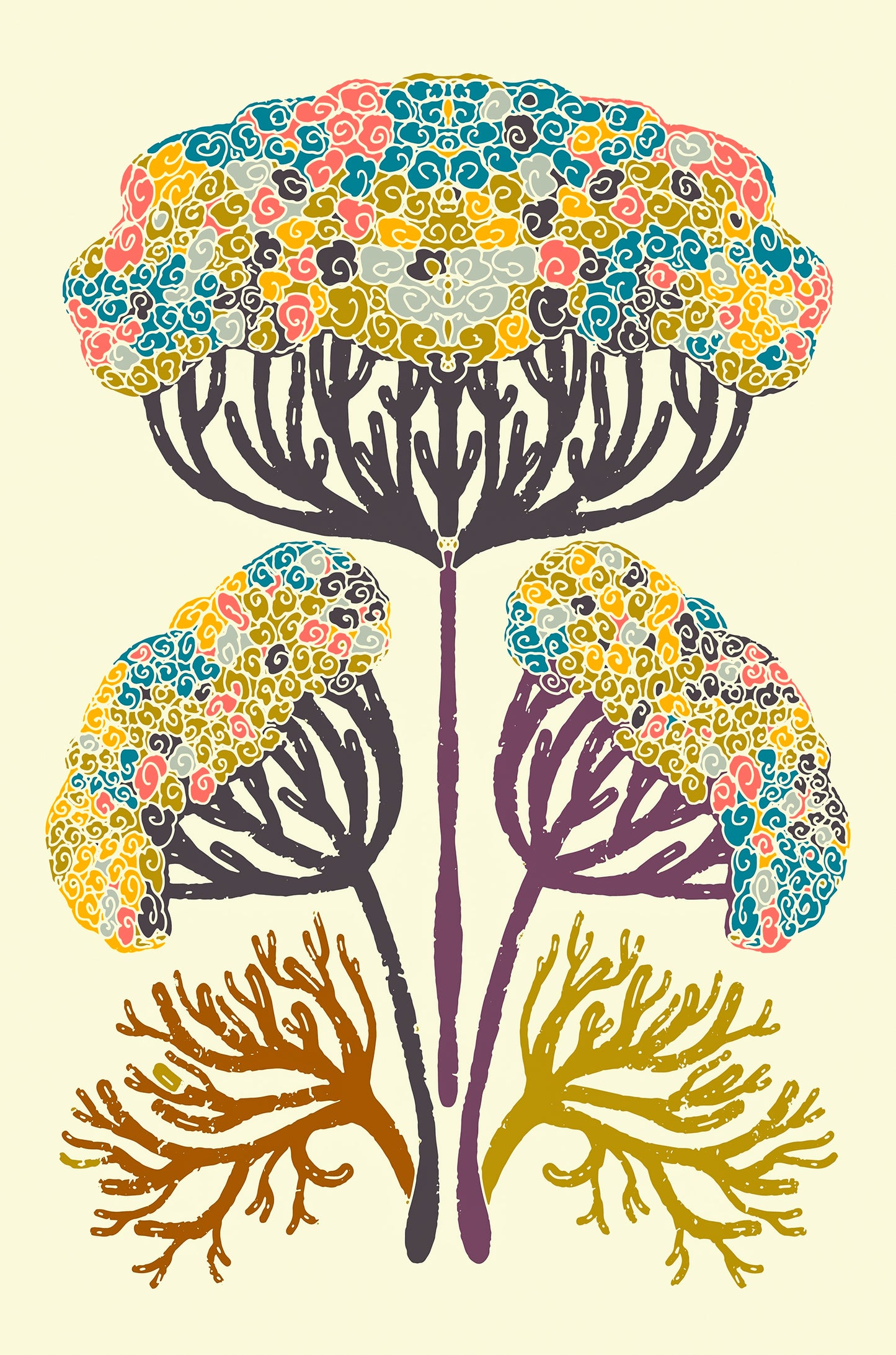 Organic Coral Floral Pattern Art 60x90cm Metal Print Ready to Hang