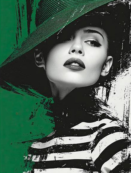 Woman in a Black And Green Hat Fashion Home Decor Premium Quality Poster Print Choose Your Sizes - Bella Home Decor