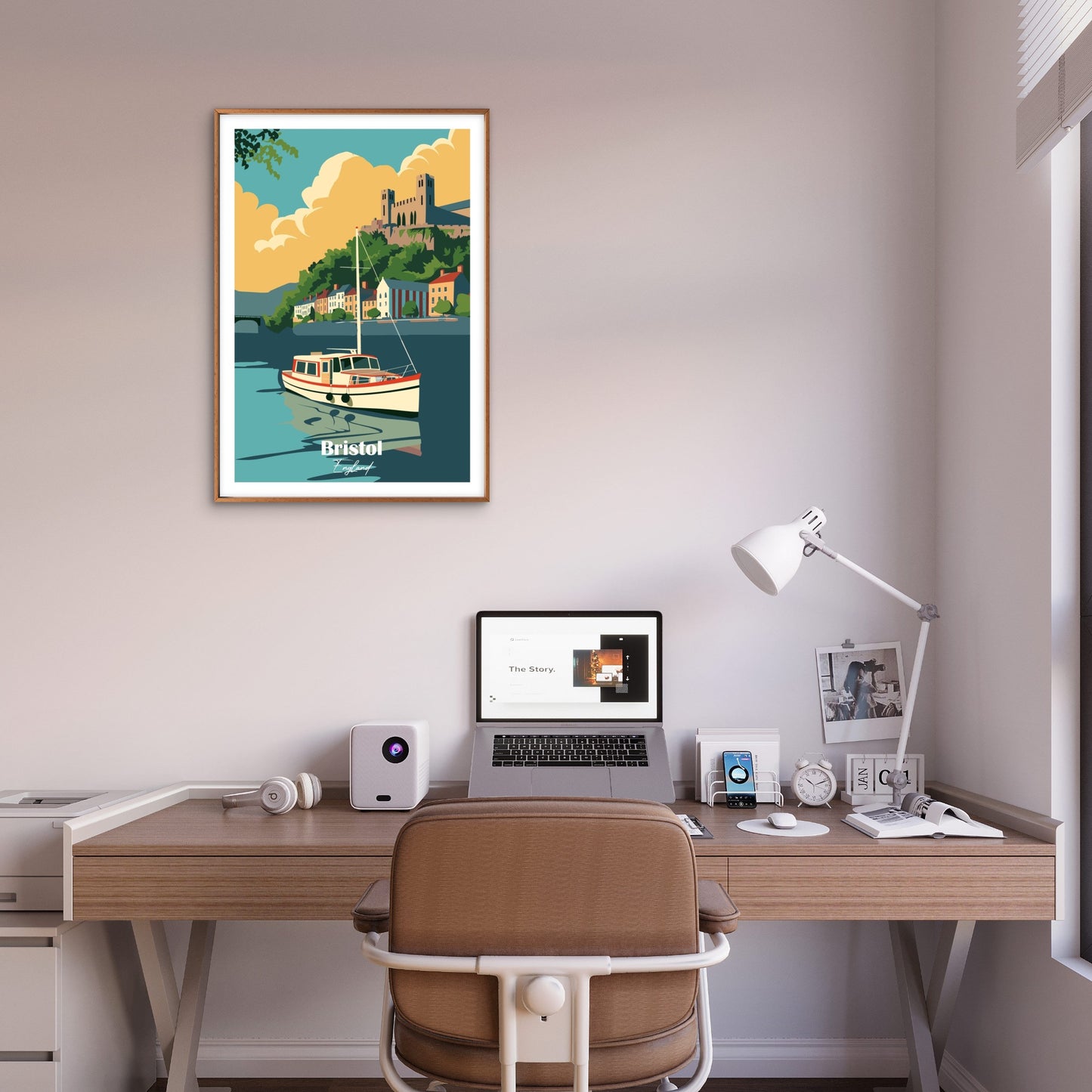Bristol England Retro Vintage Harbor Boat Travel Poster Print Wall Art