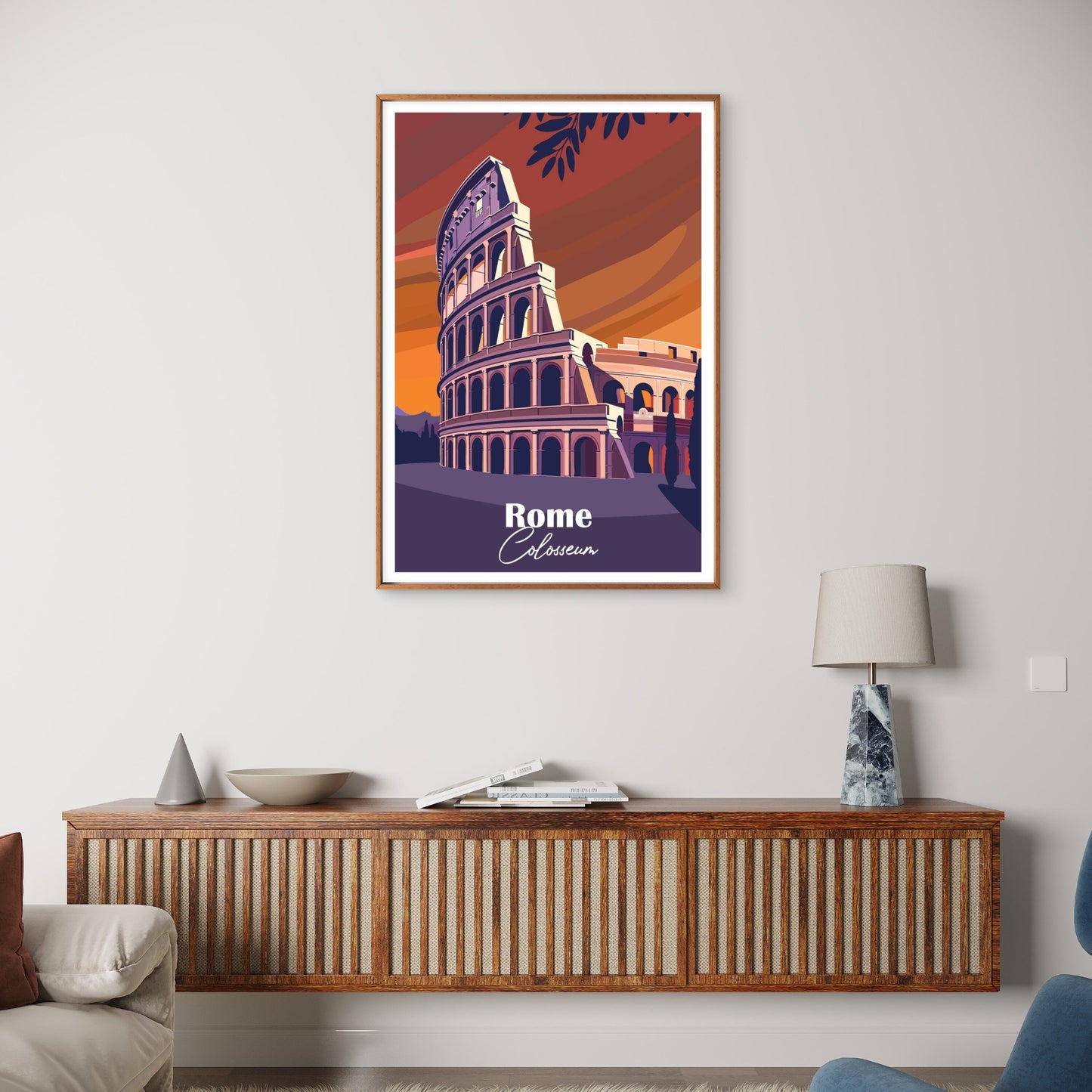 Rome Colosseum Italy Amphitheater Vintage Travel Poster Print Wall Art