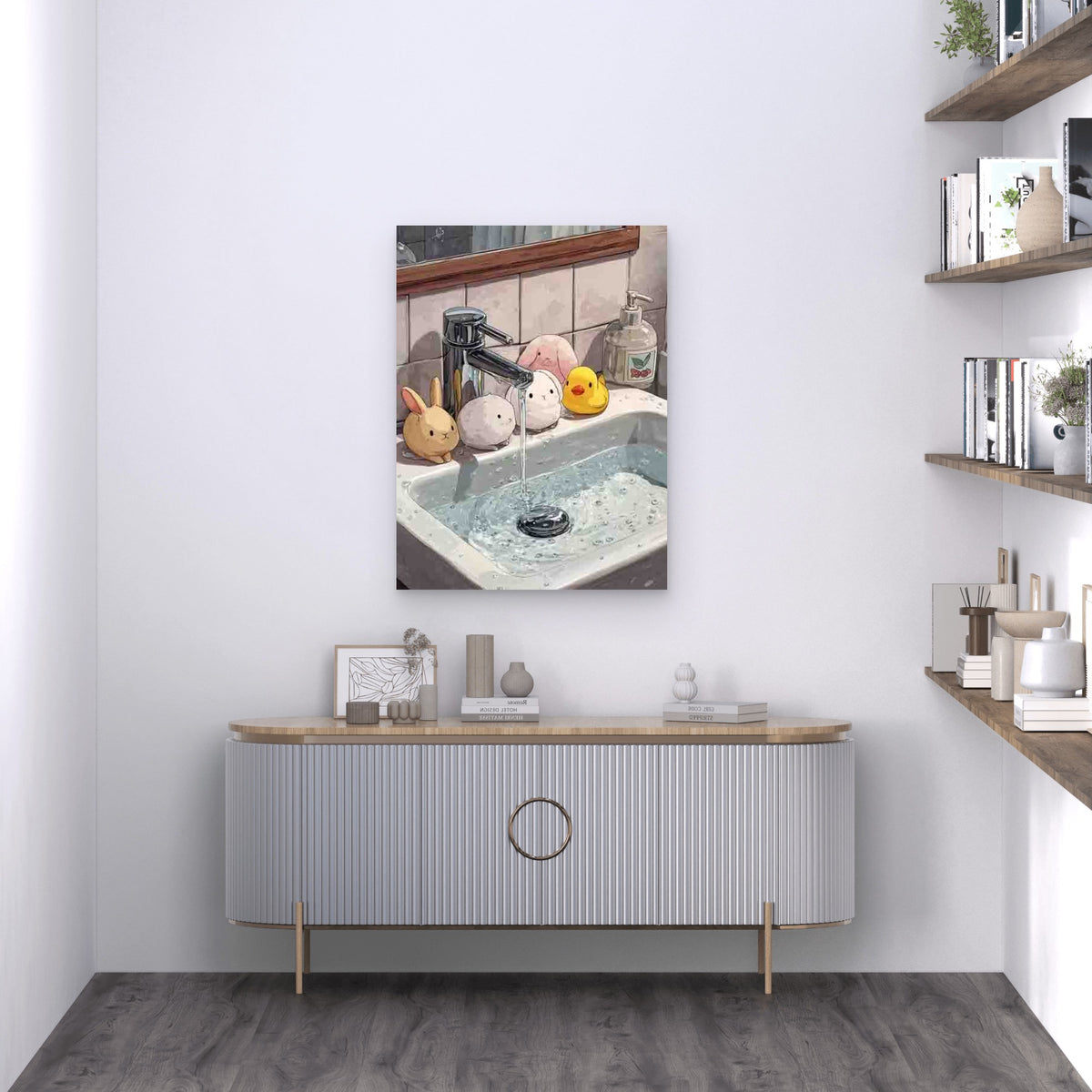 Wash Your Hands Cute Animal Design Metal Print Ready to Hang