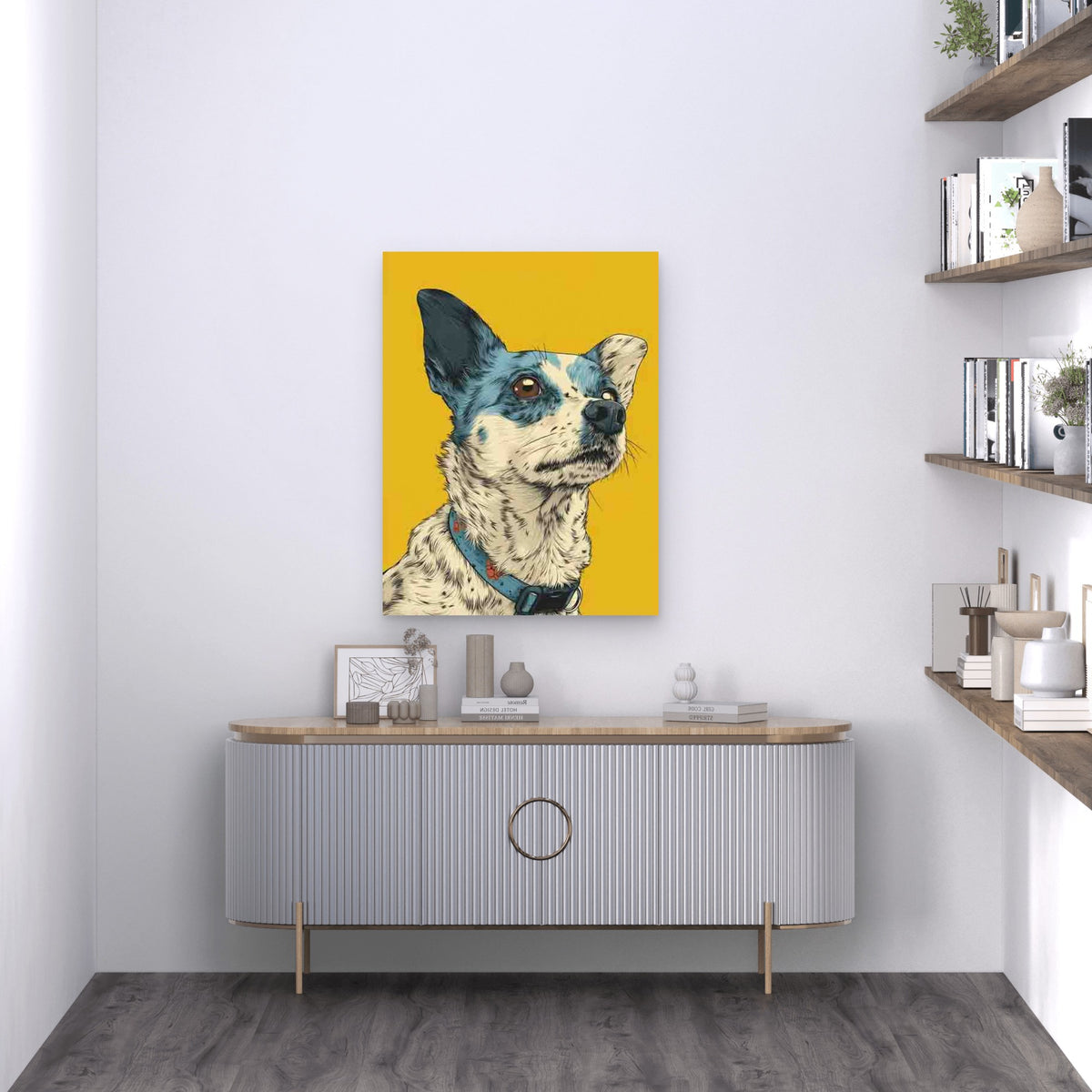 Retro Badly Drawn Dog Metal Print Ready to Hang