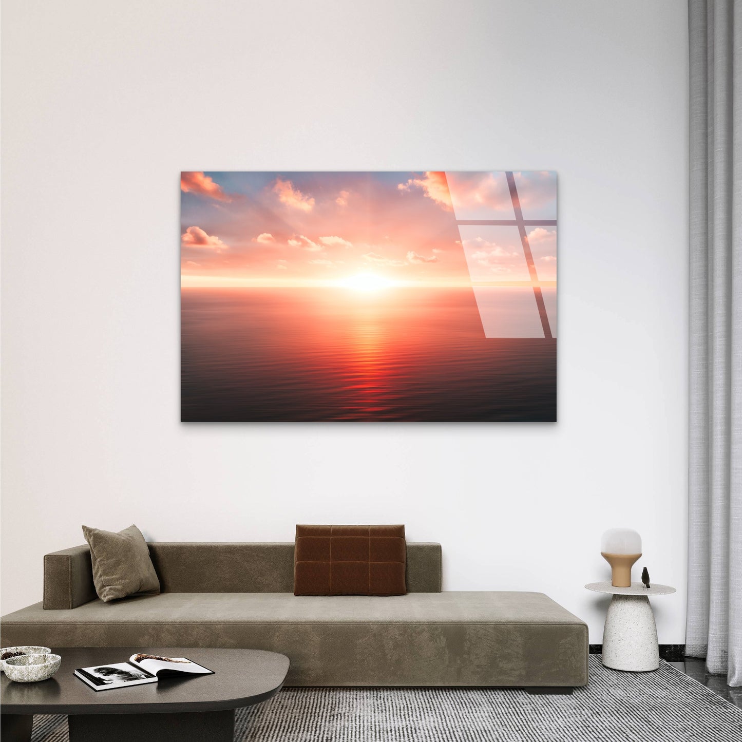 Ocean Horizon Golden Sun Rays Sunset Sky Acrylic Glass Printing Wall Art Australian Made Quality